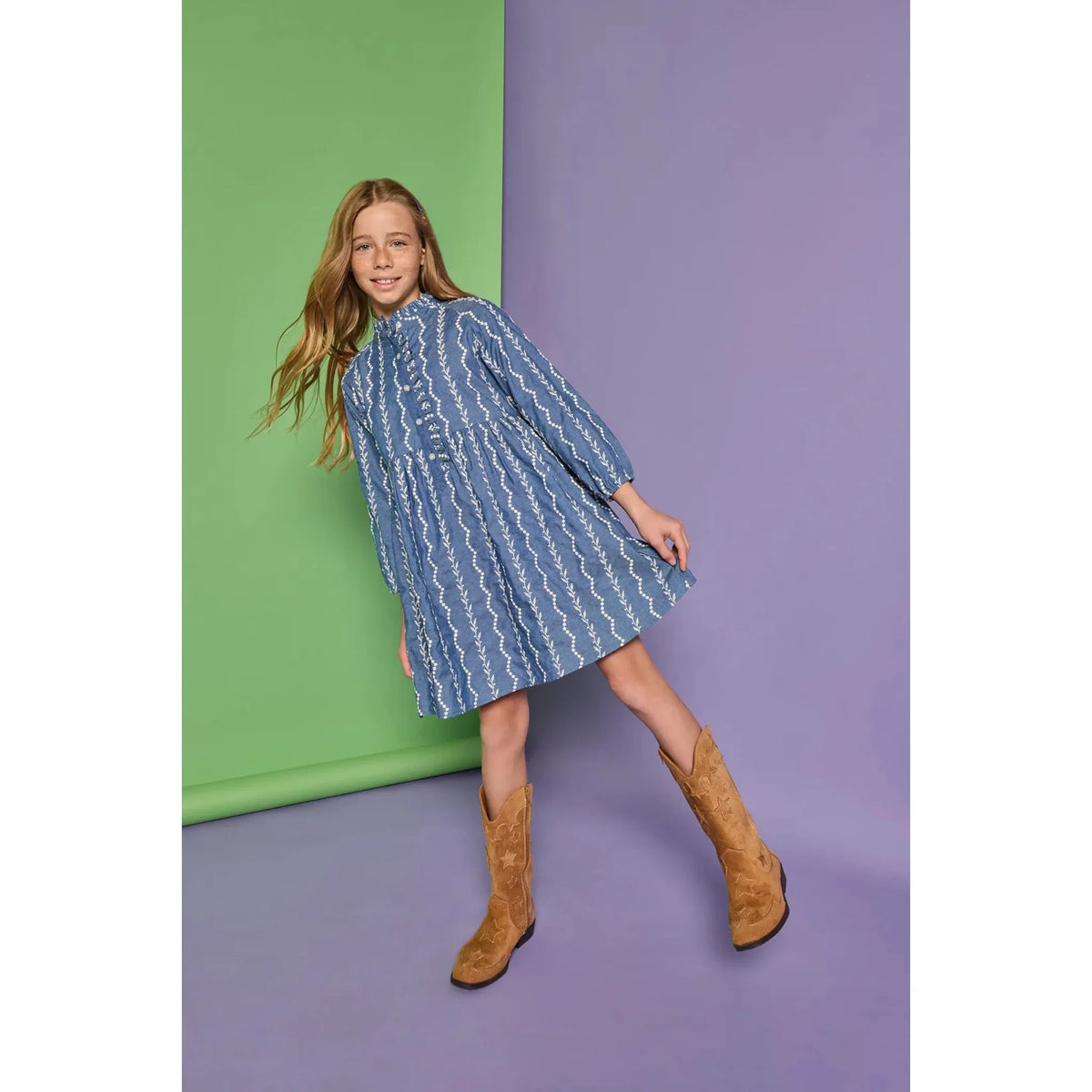 Amelia Dress - Chamonix Chambray Embroidery