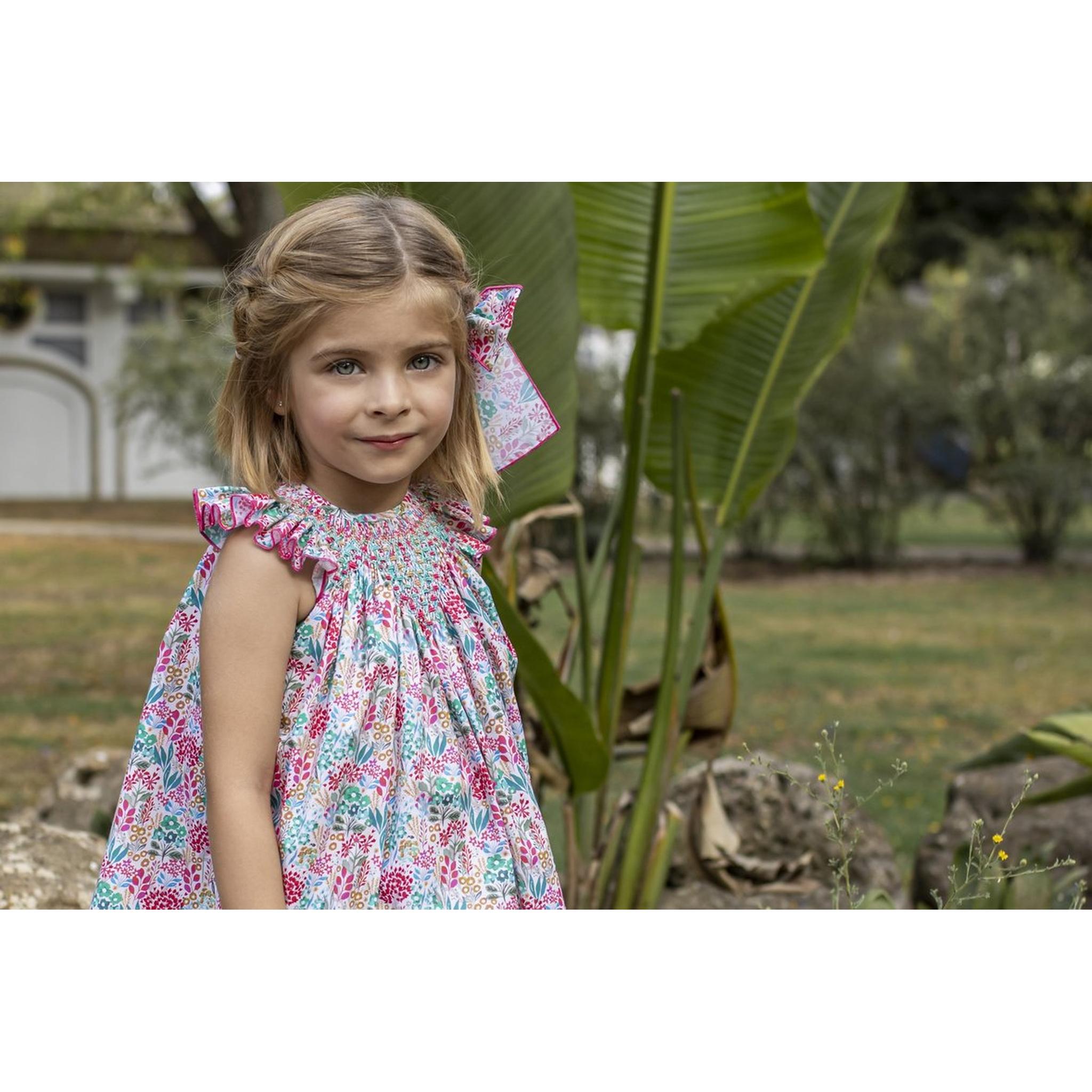 Turquoise Flowers Hand Smocked Jesusito
