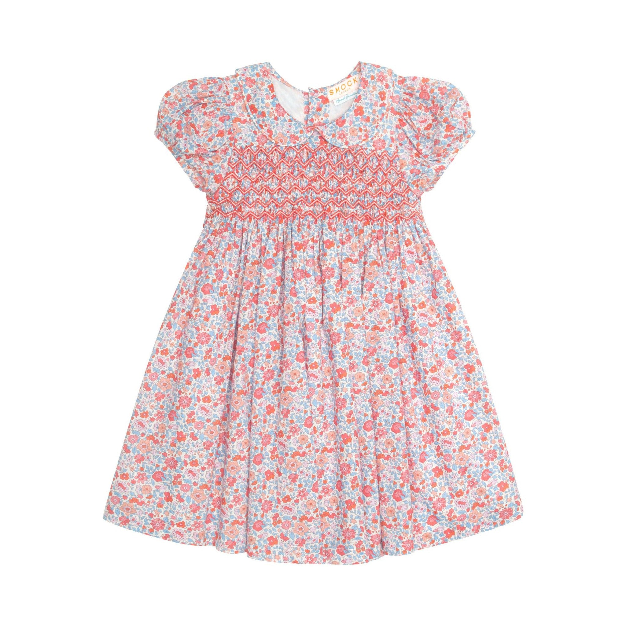 ANTOINETTE DRESS WITH CARNATION HAND SMOCKING MADE WITH LIBERTY THERESA PINK