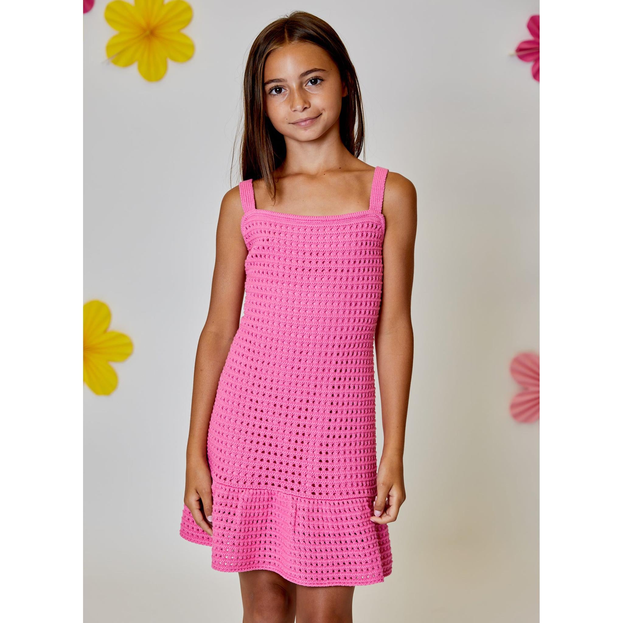 Cherry Pink Crochet Dress