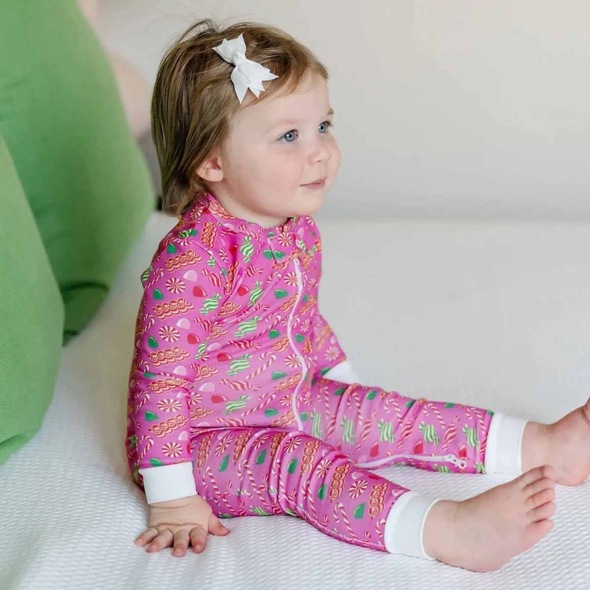 PRE ORDER Parker Girls' Zipper Pajama - Christmas Candy Pink