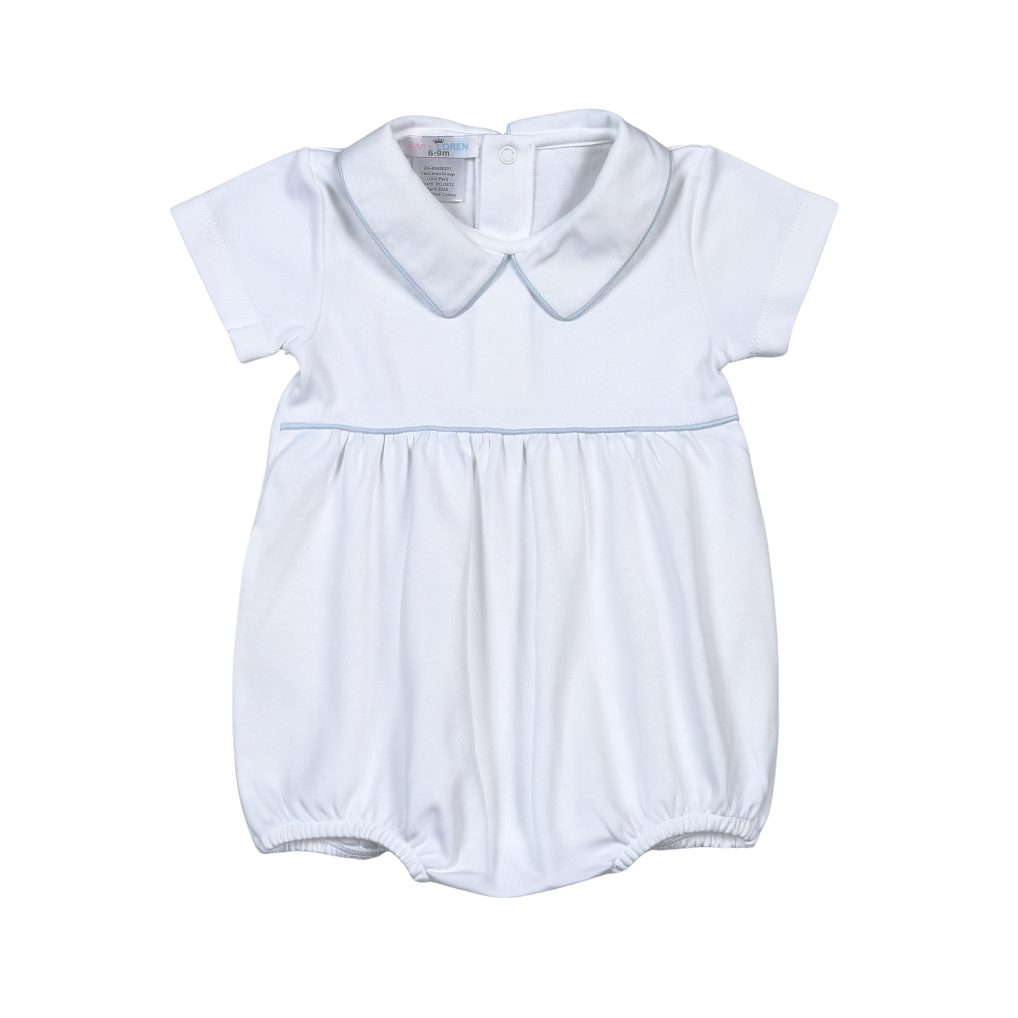 White Blue Pipping Pima Bubble