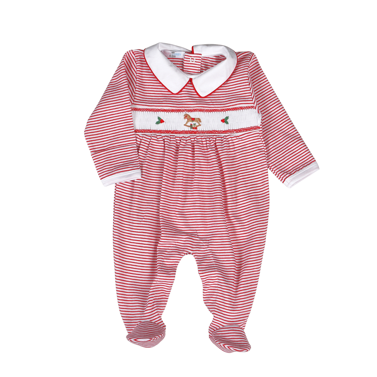 Red Christmas Rocking Horse Pima Footie