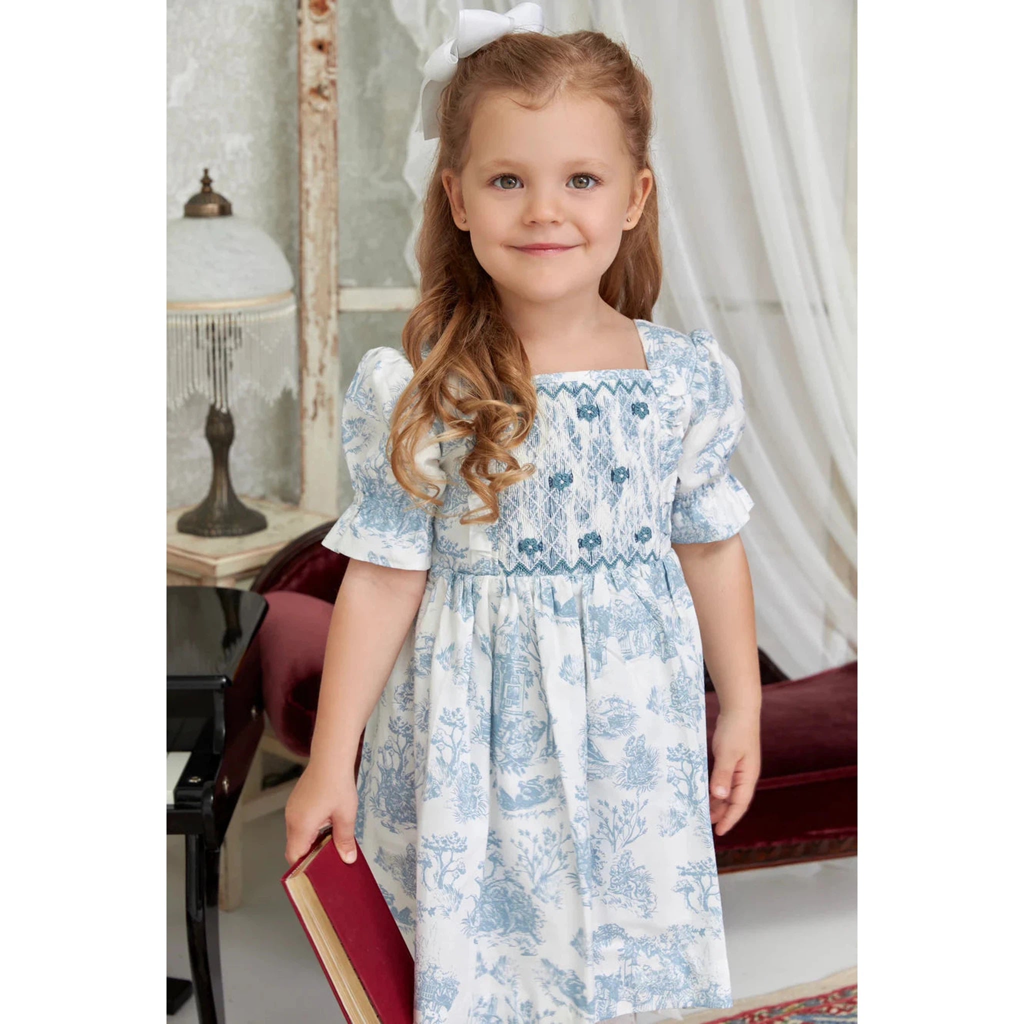 Emilie Toile de Jouy Smocked Dress