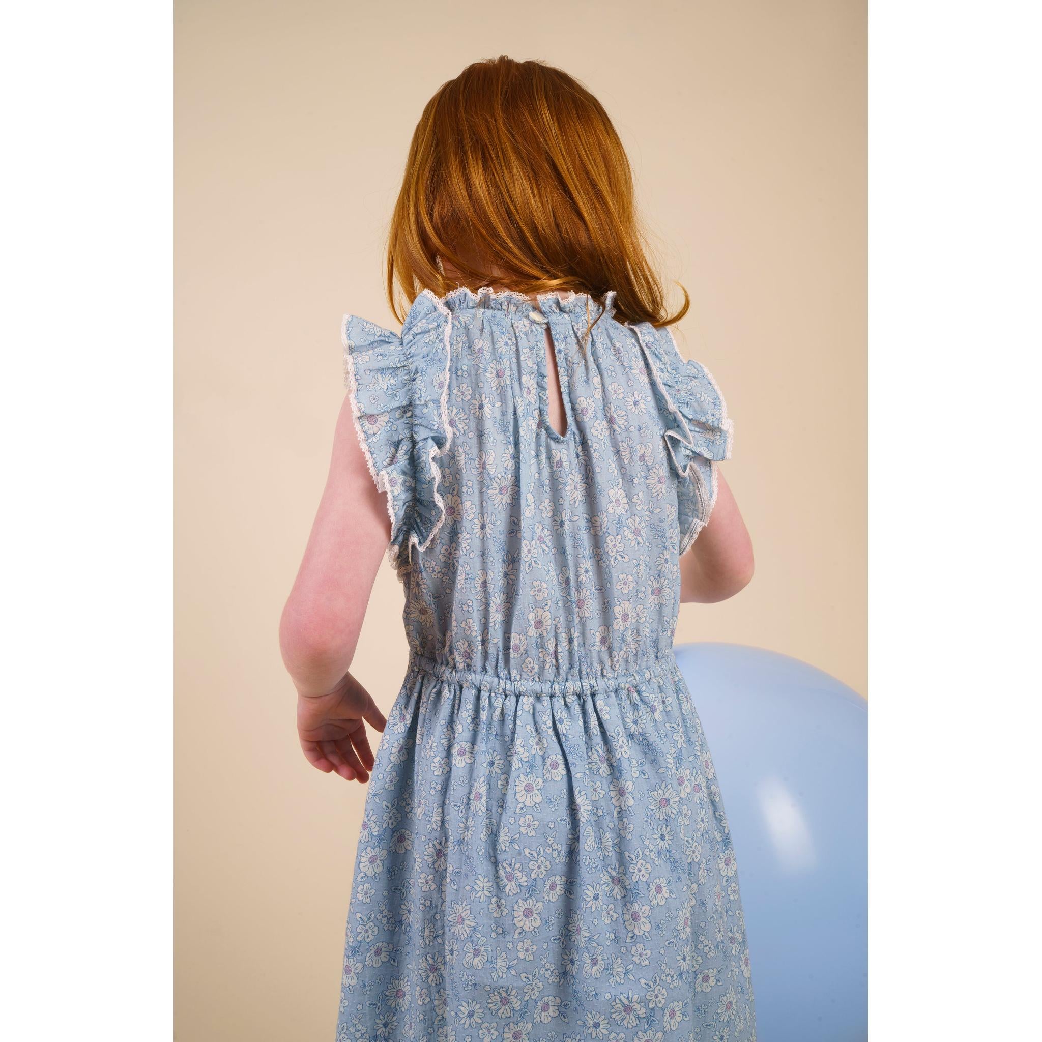 Florence Dress - TONAL FLORAL BLUE PRINT