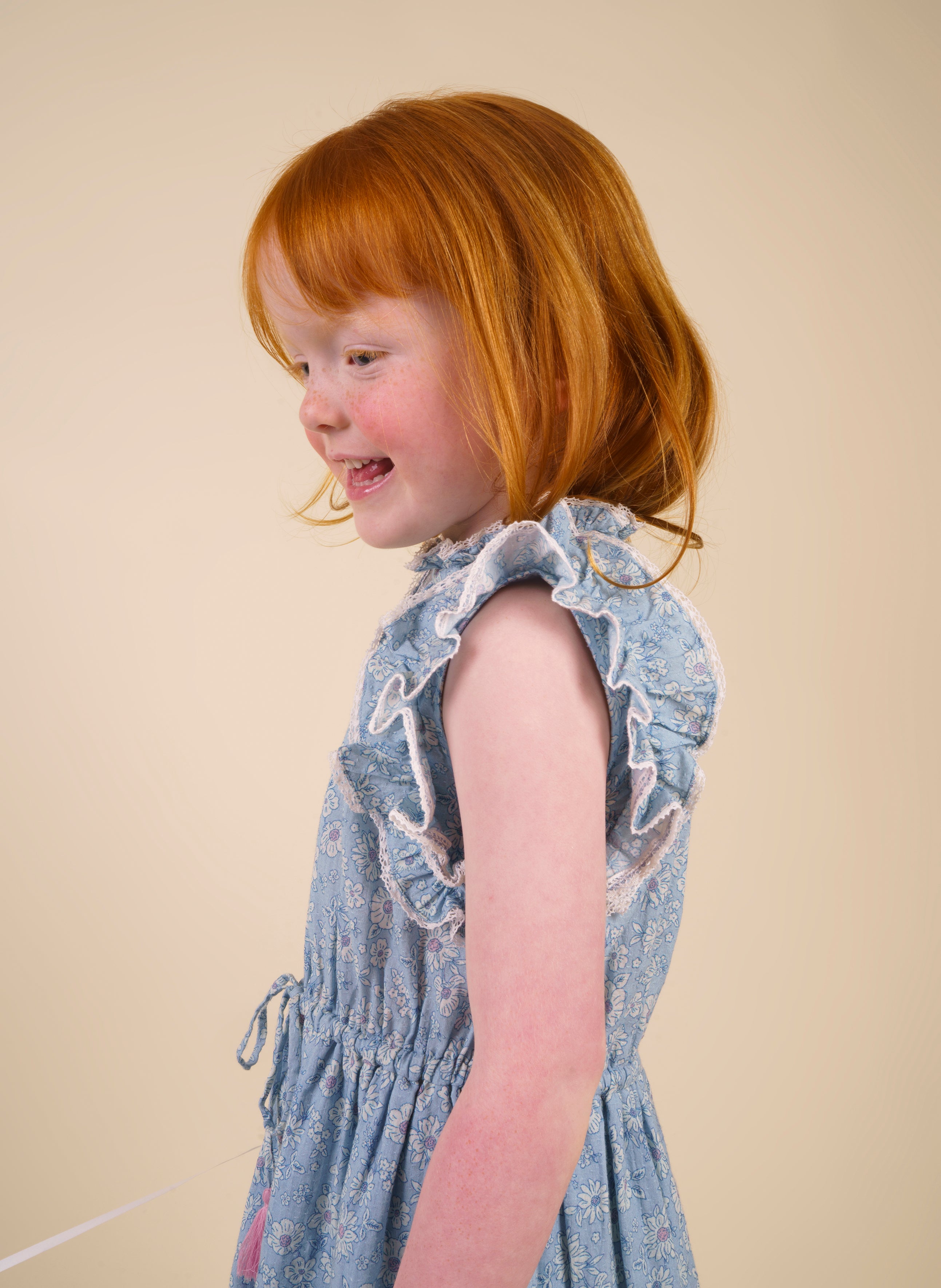 Florence Dress - TONAL FLORAL BLUE PRINT