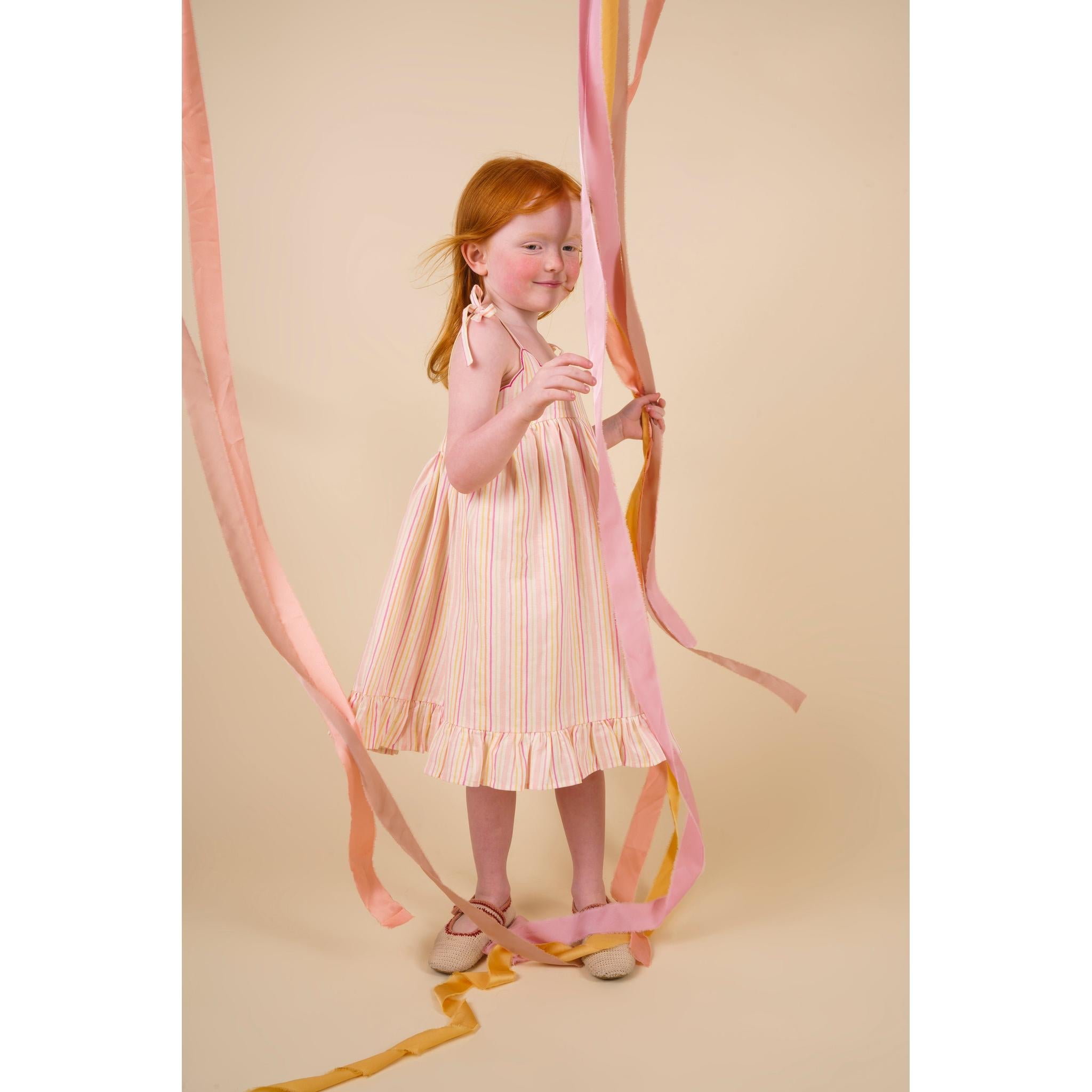 Alena dress - PINK STIPES PRINT