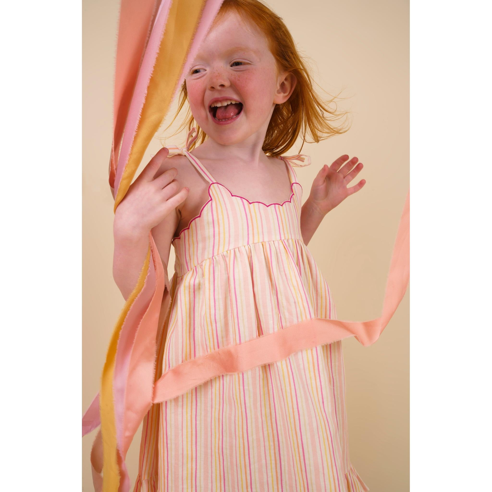 Alena dress - PINK STIPES PRINT