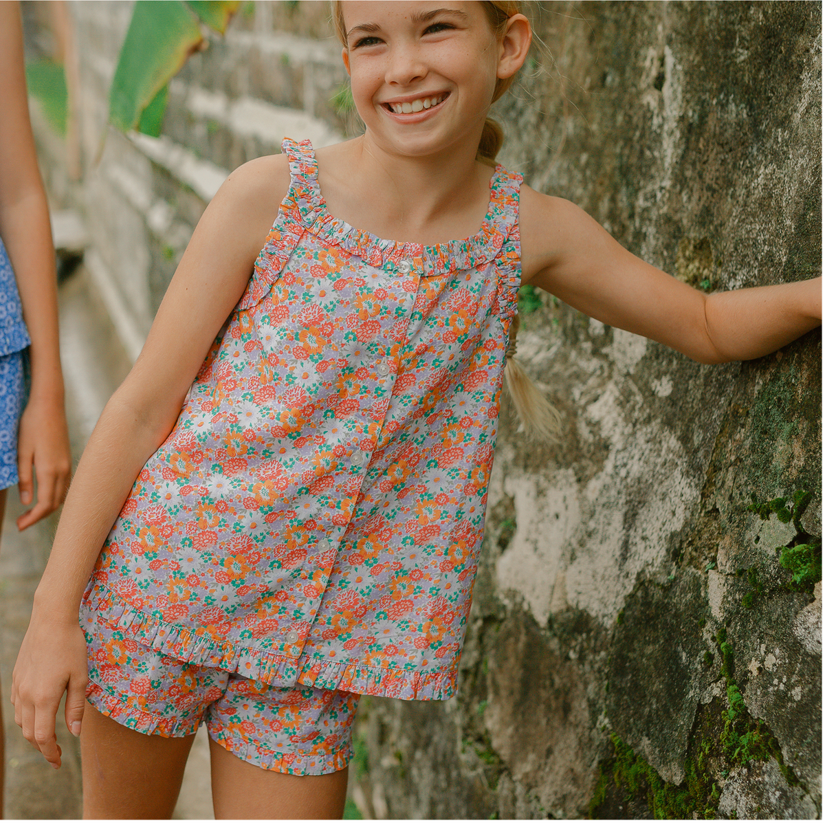 island blossom ruffle tank and short set