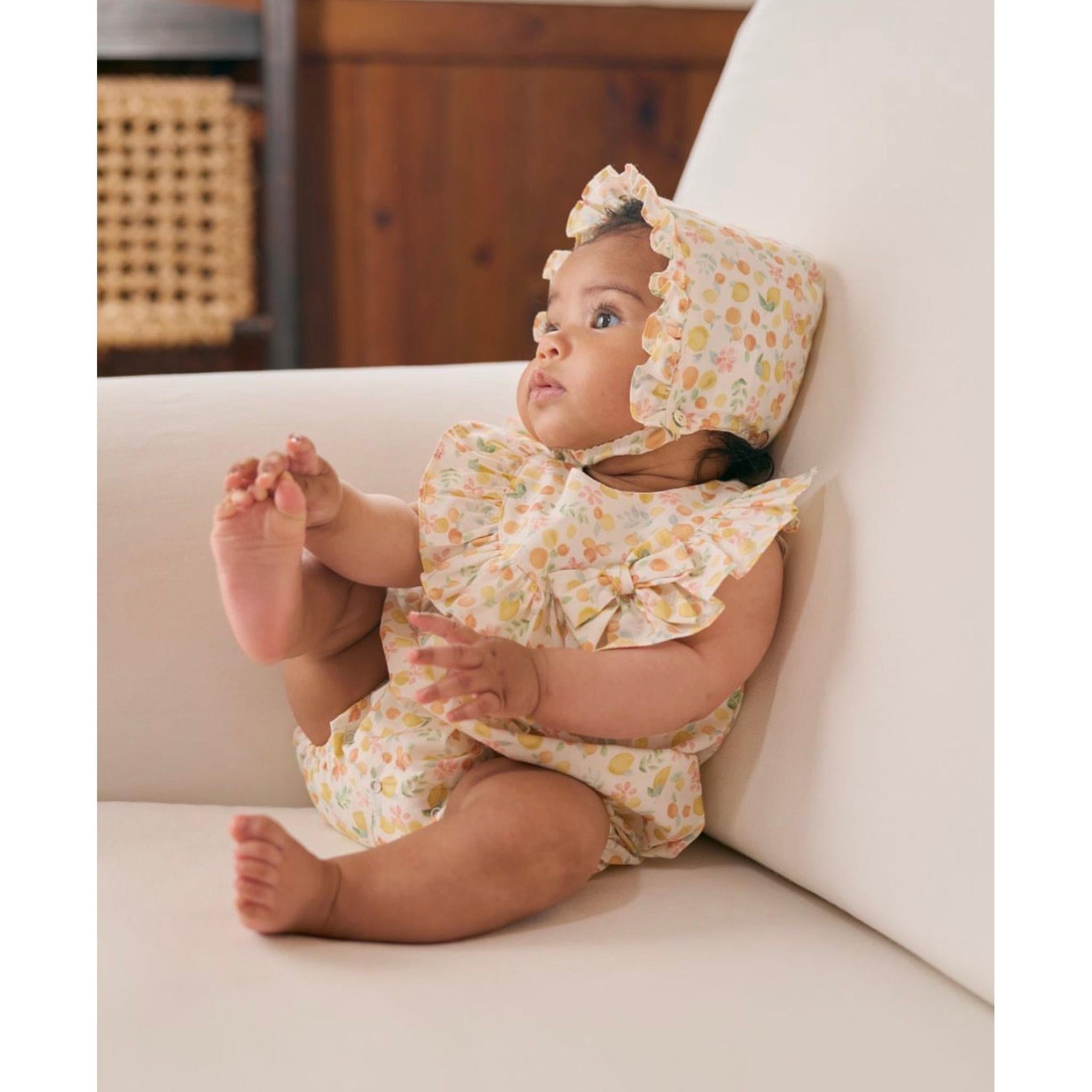 Citrus Romper with Bonnet