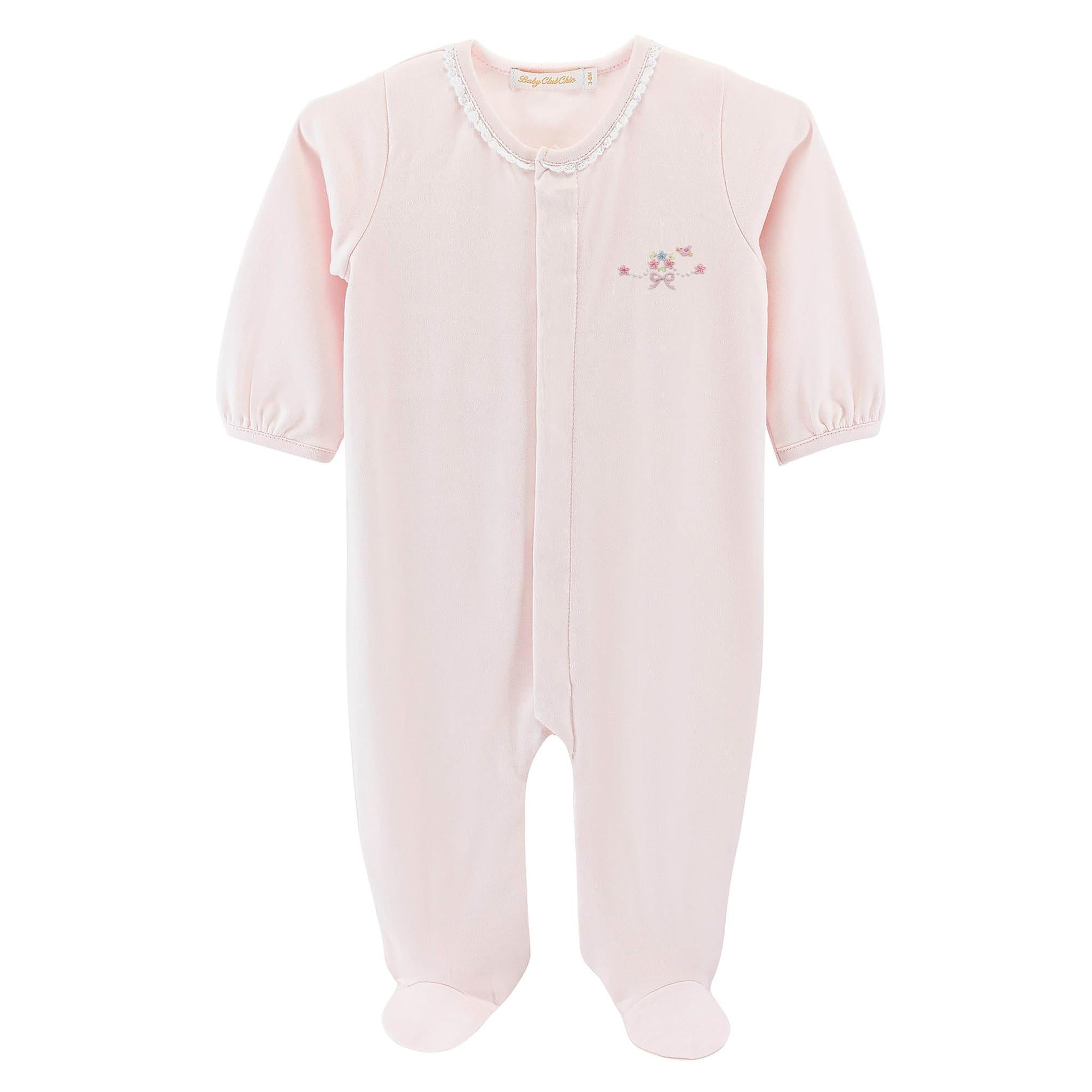 Sweet Bow Footie with Lace Trim