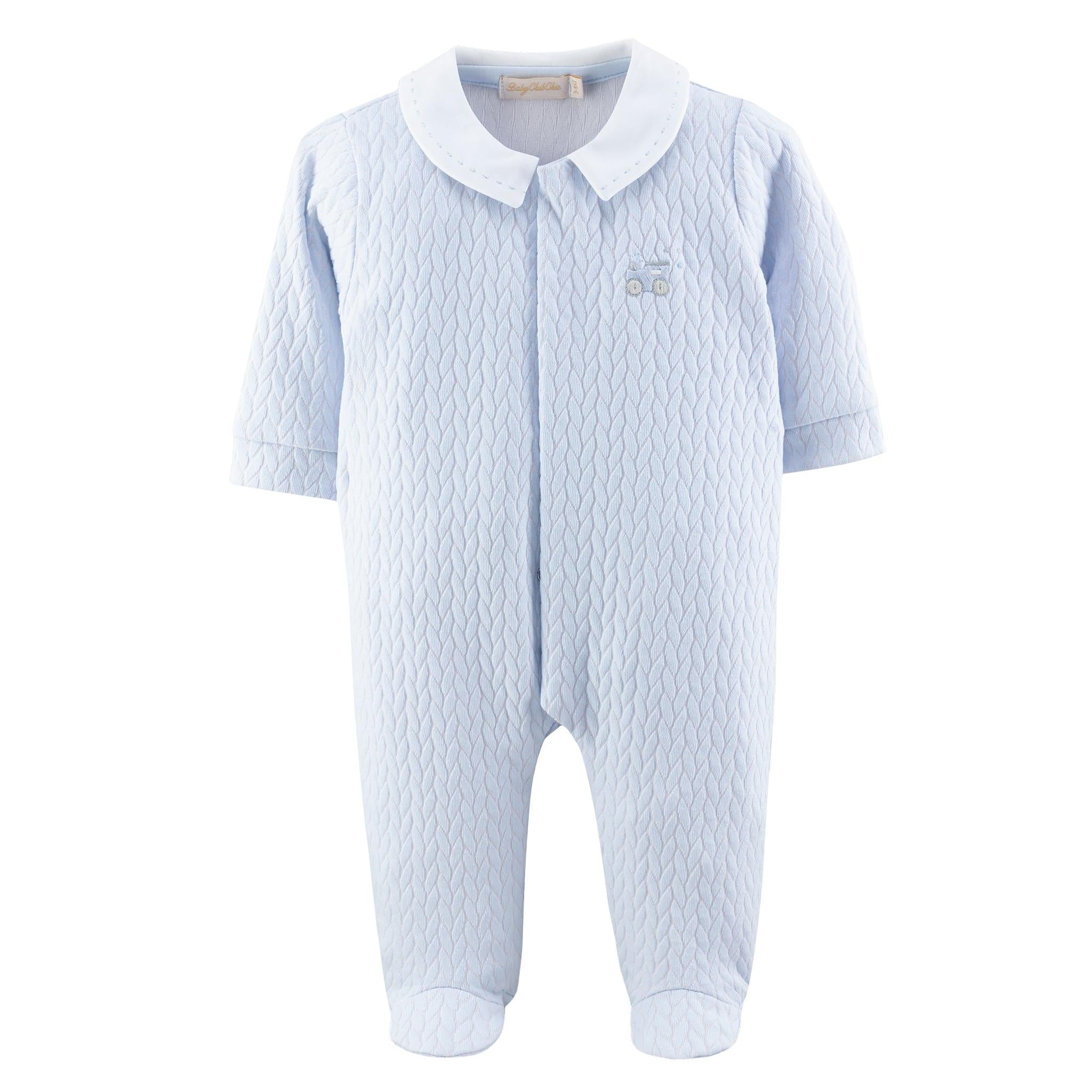 breided footie w/stitch collar