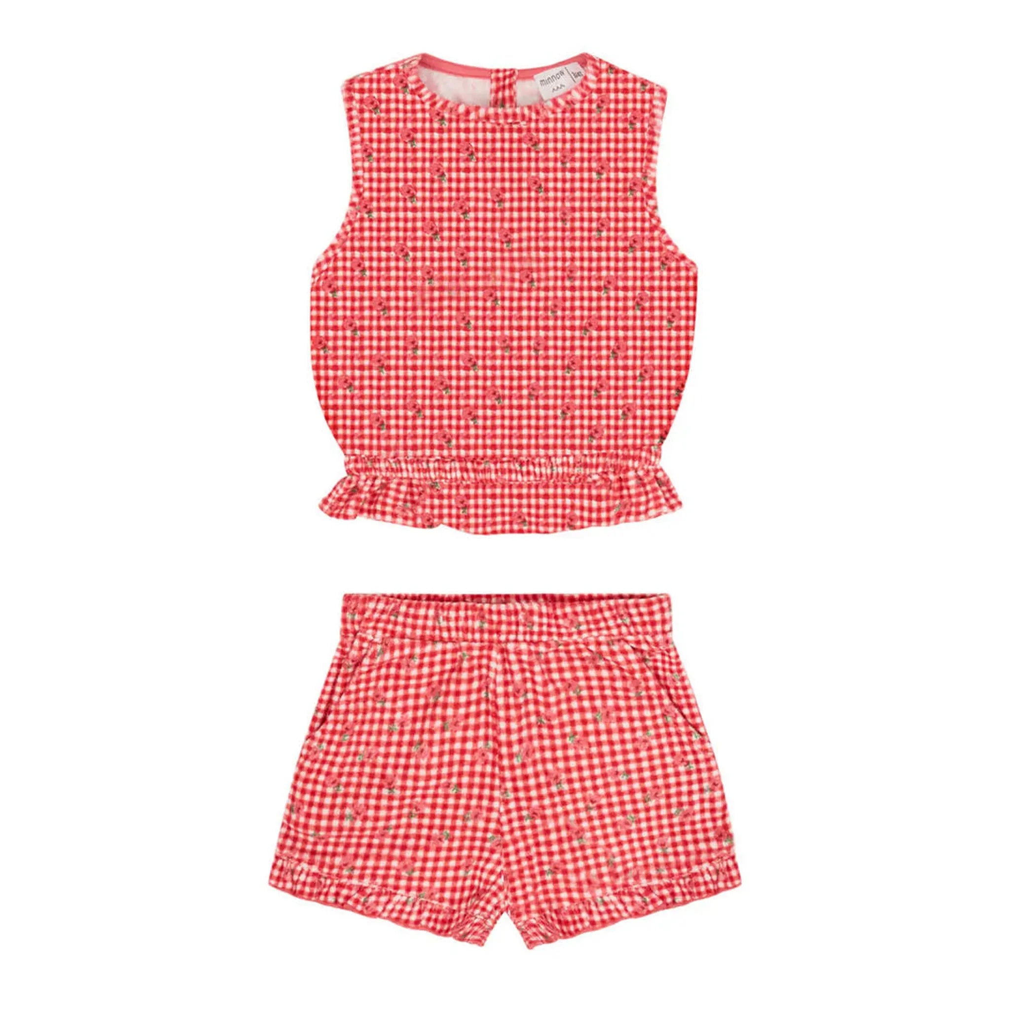 Girls Strawberry Gingham Terry Set