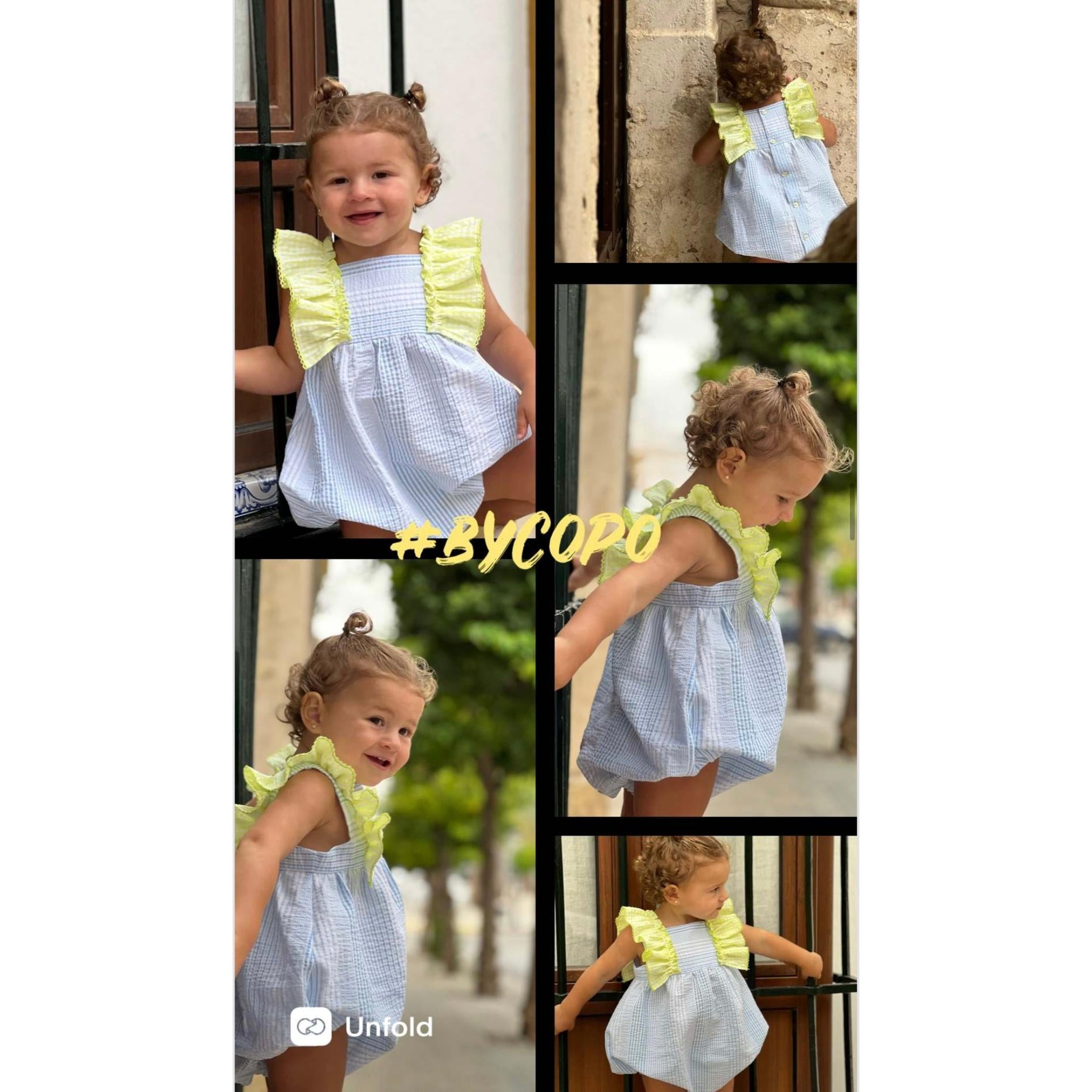 Neon Seersucker Volante Romper