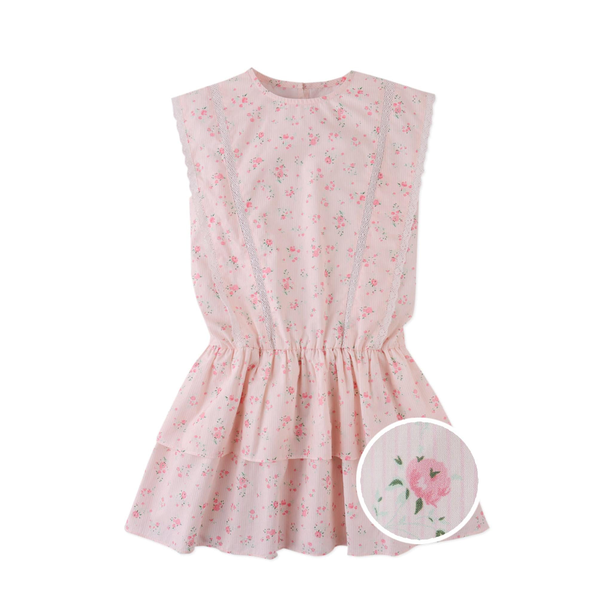 MEL DRESS WITH LACE TRIMS & TIERED SKIRT