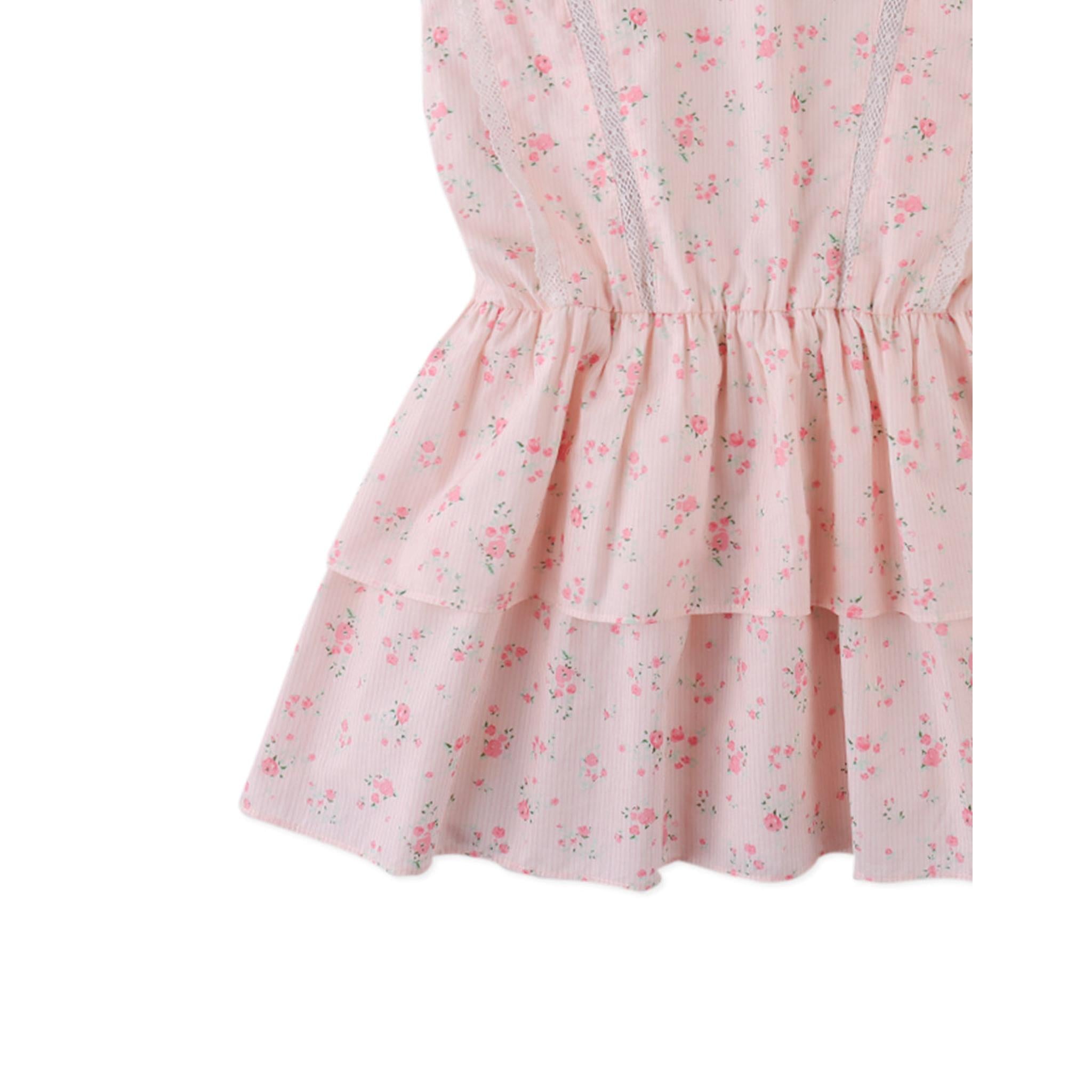 MEL DRESS WITH LACE TRIMS & TIERED SKIRT