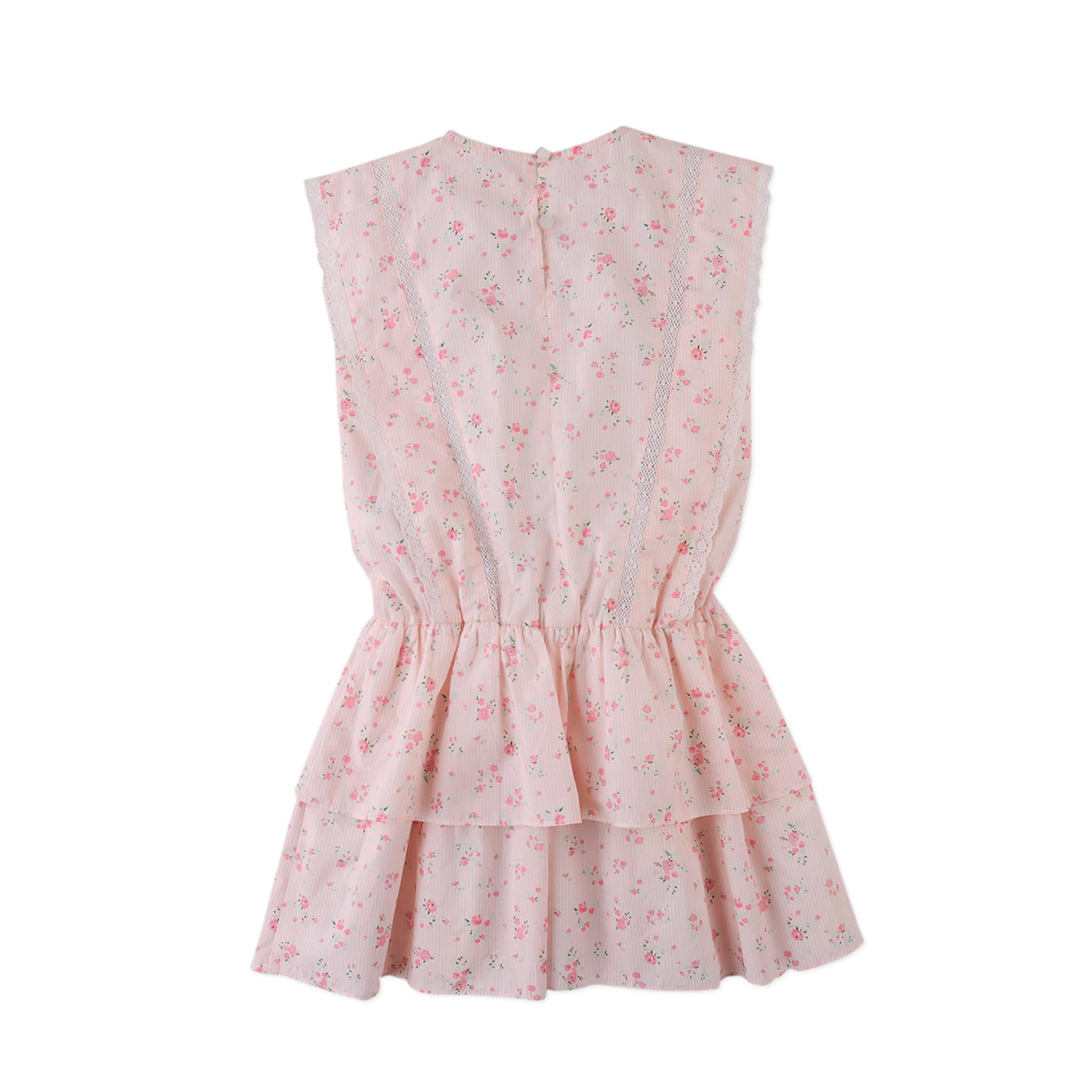 MEL DRESS WITH LACE TRIMS & TIERED SKIRT