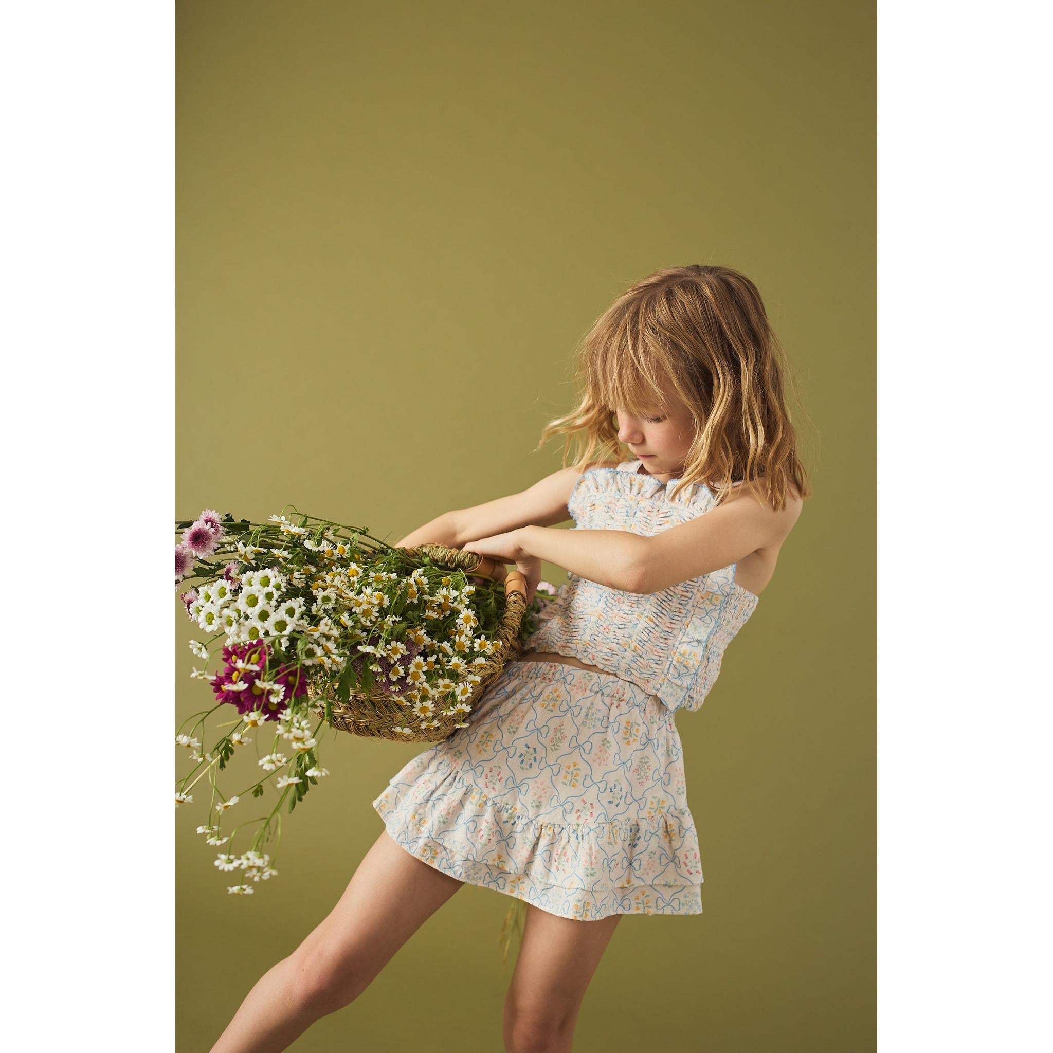 MARTINA TRELLIS PRINT SMOCKED TOP WITH WIDE STRAPS & SKORT SET