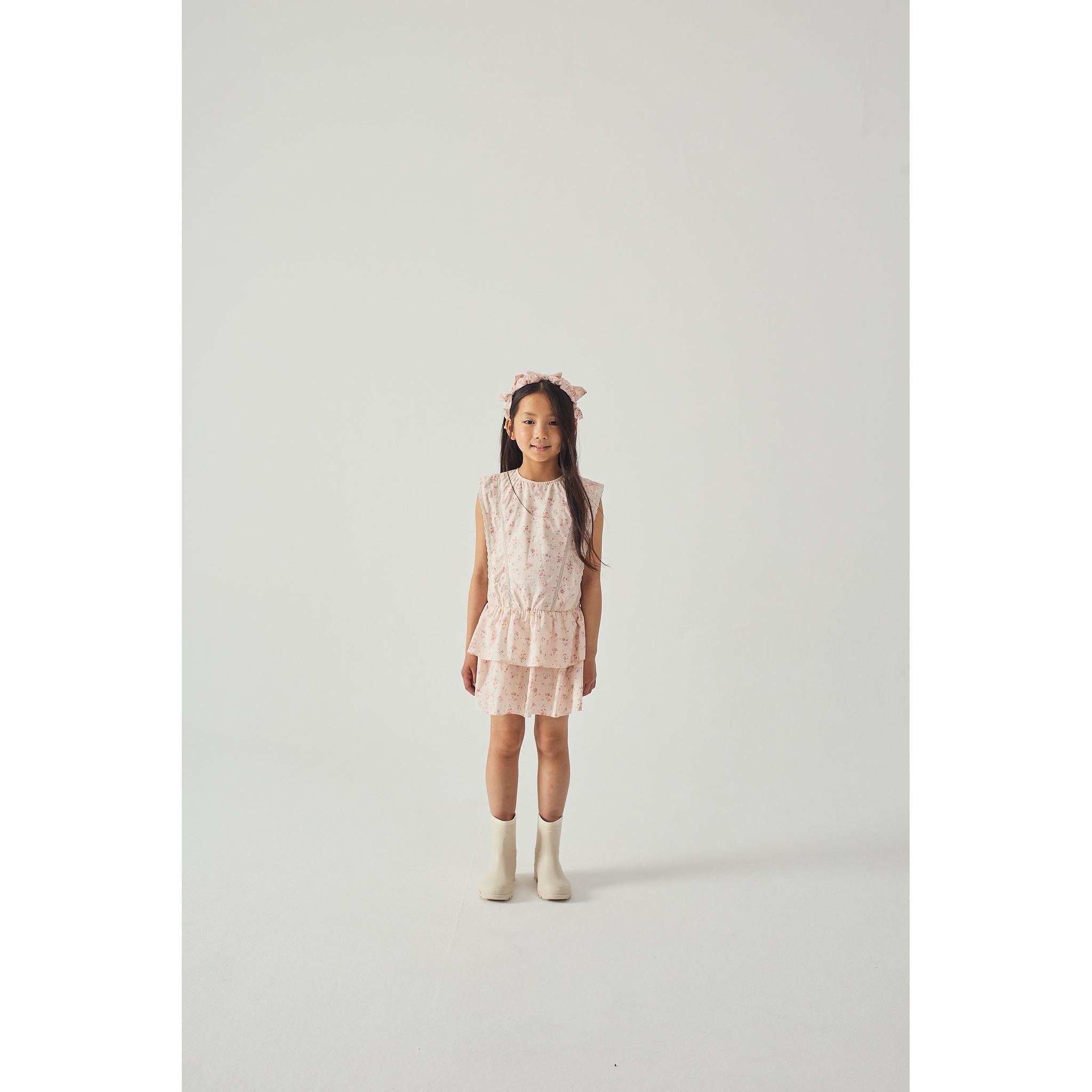 MEL DRESS WITH LACE TRIMS & TIERED SKIRT