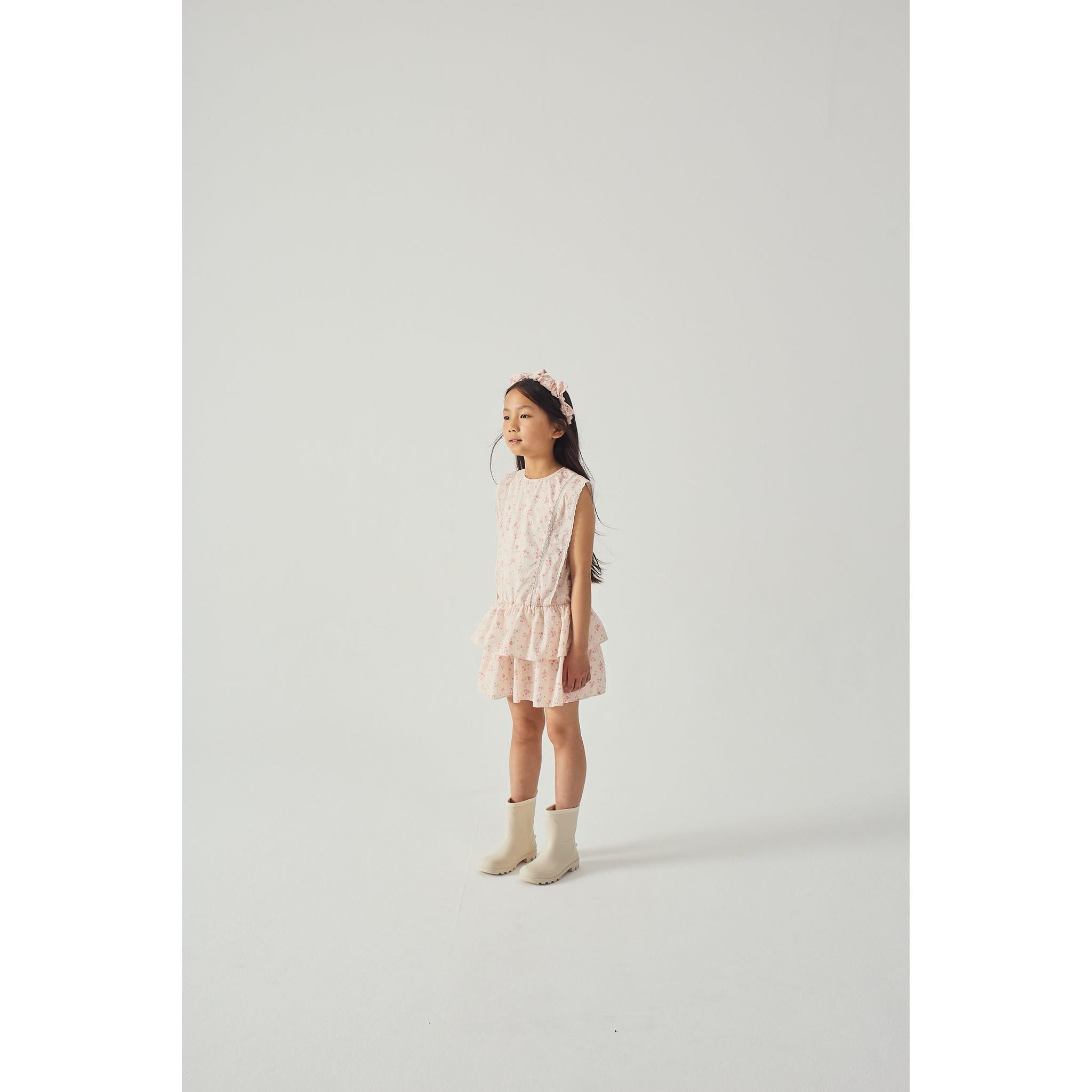 MEL DRESS WITH LACE TRIMS & TIERED SKIRT