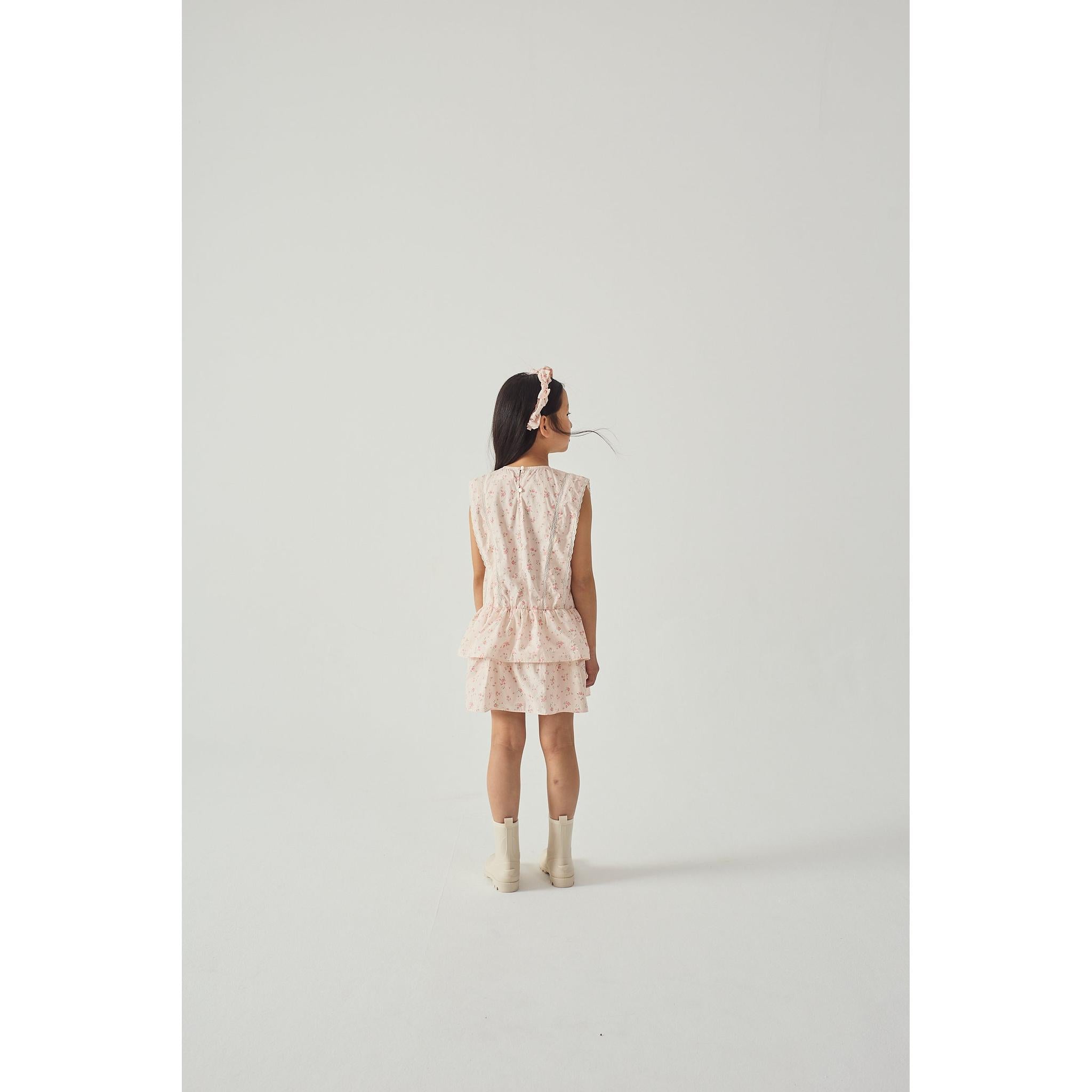 MEL DRESS WITH LACE TRIMS & TIERED SKIRT