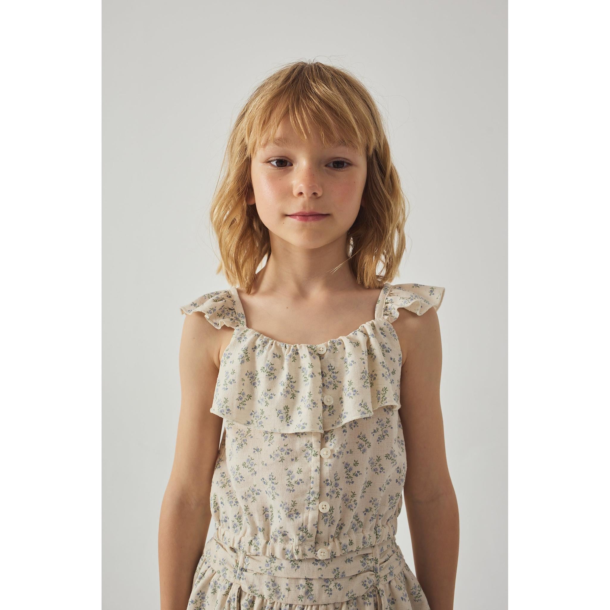 AMBESSA STRAPPY RUFFLED TOP & TIERED SKIRT SET
