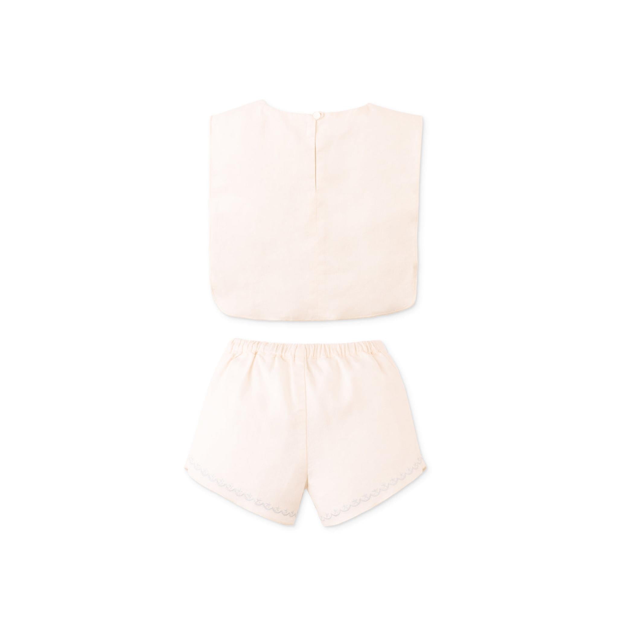 BABY SHARPAY EMBROIDERED BLOUSE & SHORTS SET