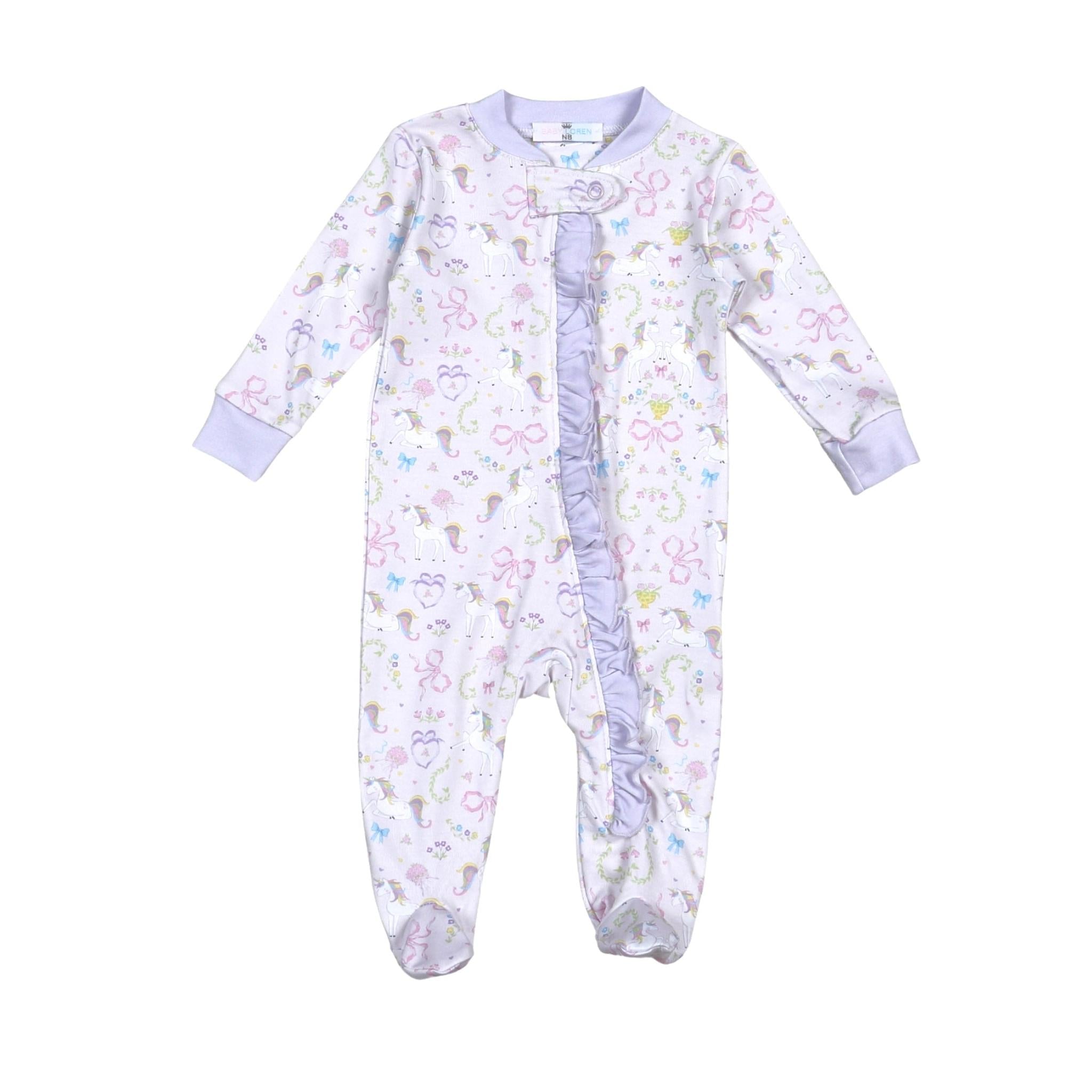 Unicorns Pima Zipper Footie