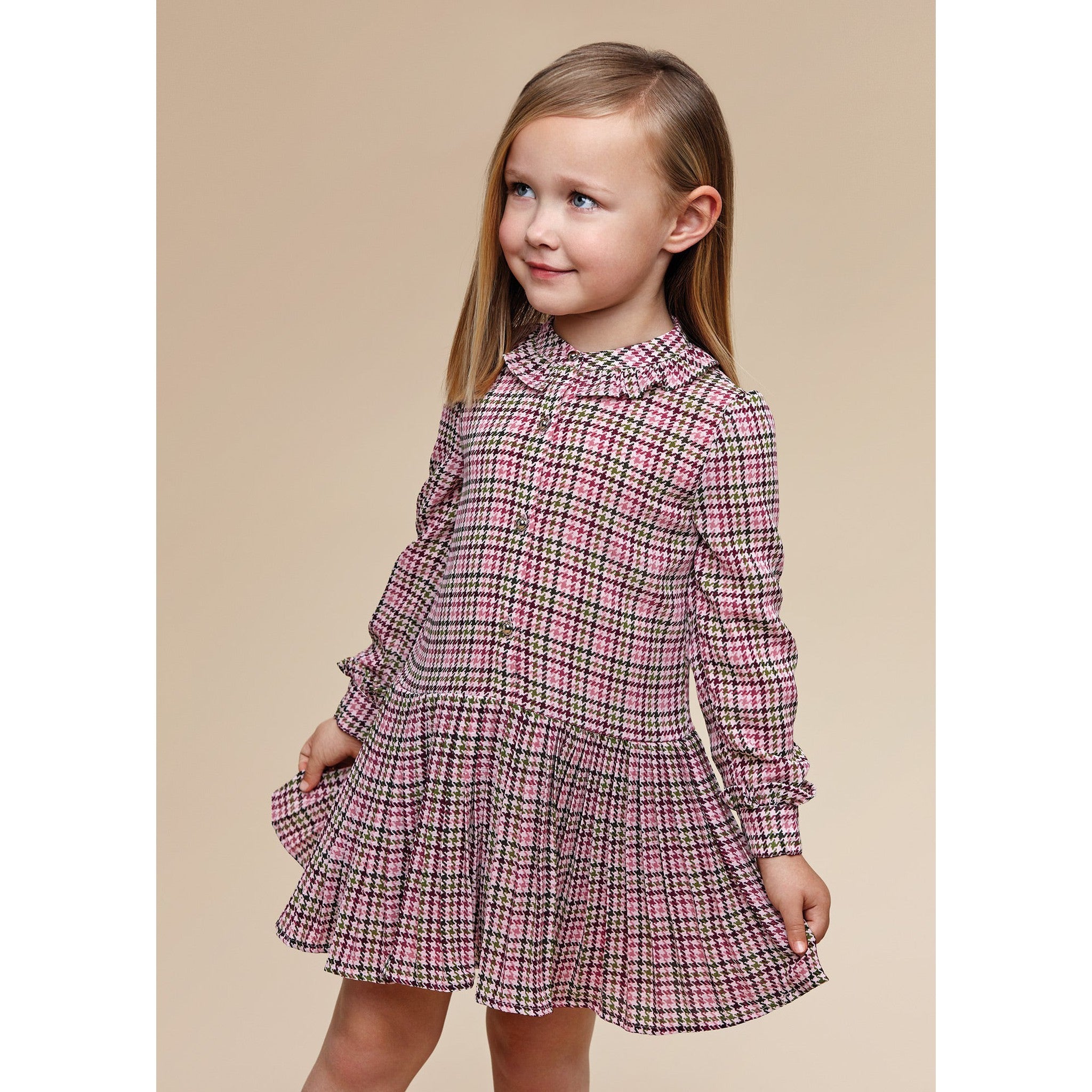 Chiffon houndstooth dress girl