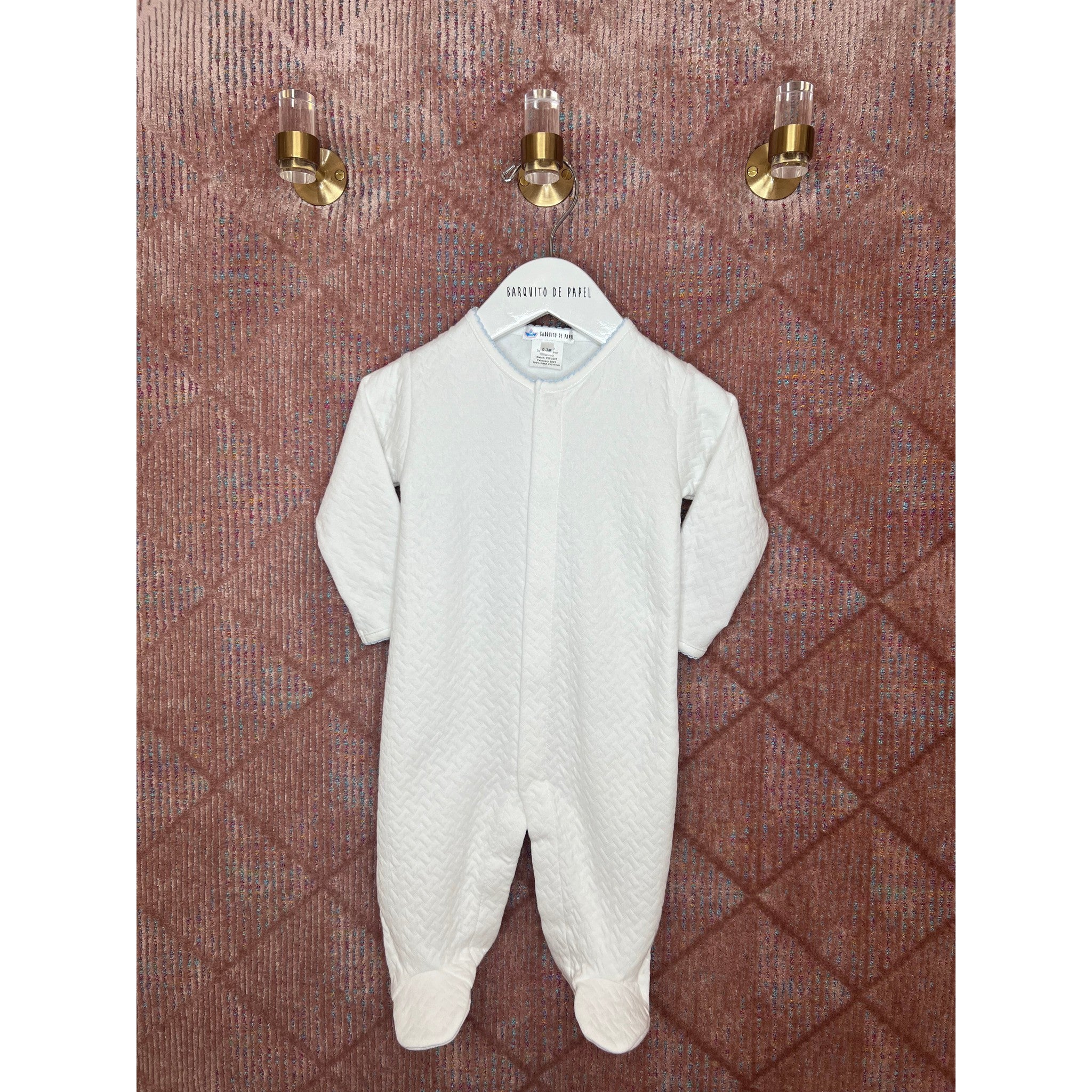 White  Basket Pima PJ - Blue Trim