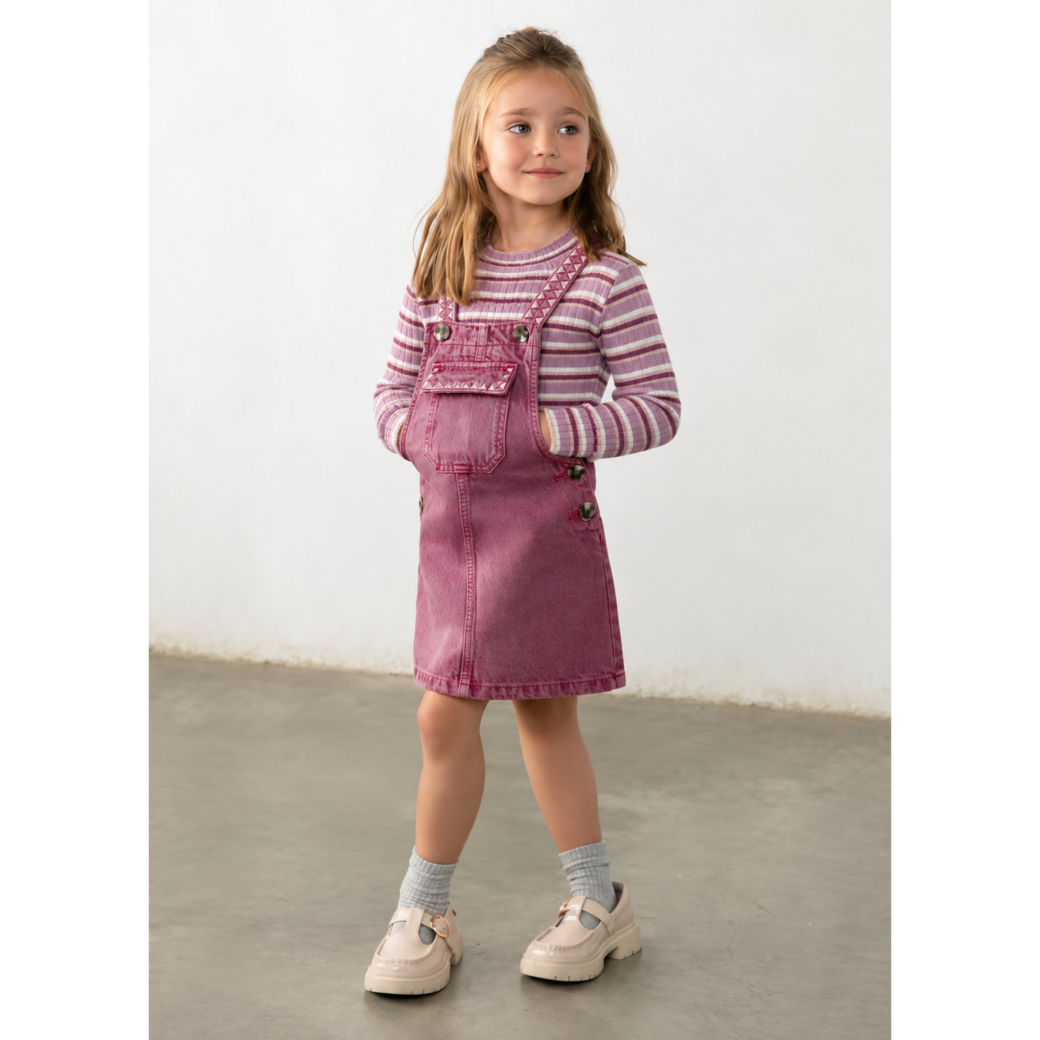 Girl Embroidered Overall Skirt