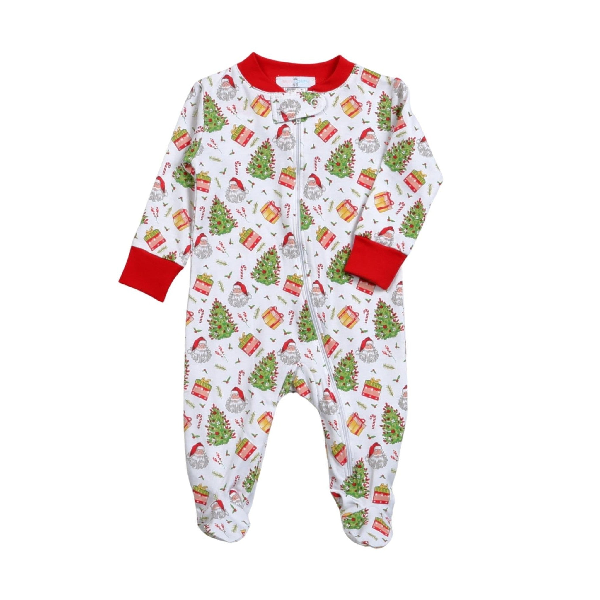 Santa Claus Pima Zipper Footie - Boy