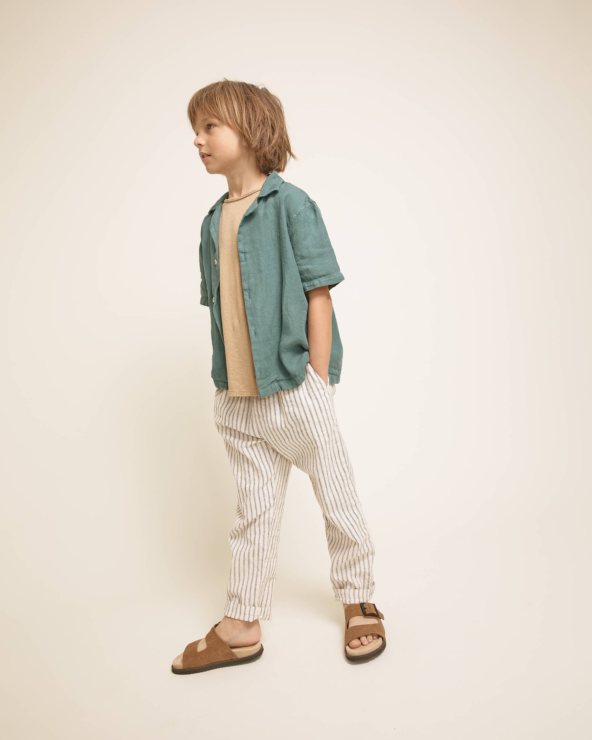 Linen Stripes Bermuda Set
