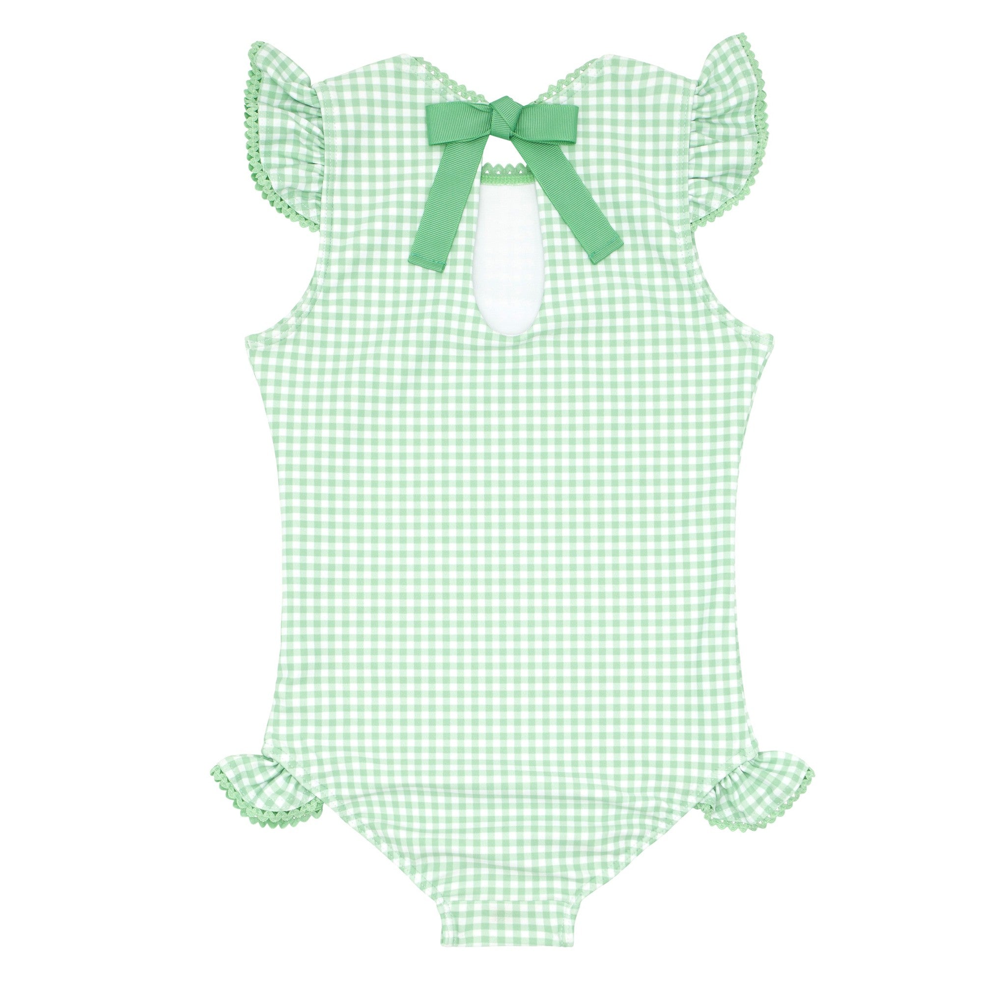 girls palm gingham ruffle cap sleeve rashguard one piece