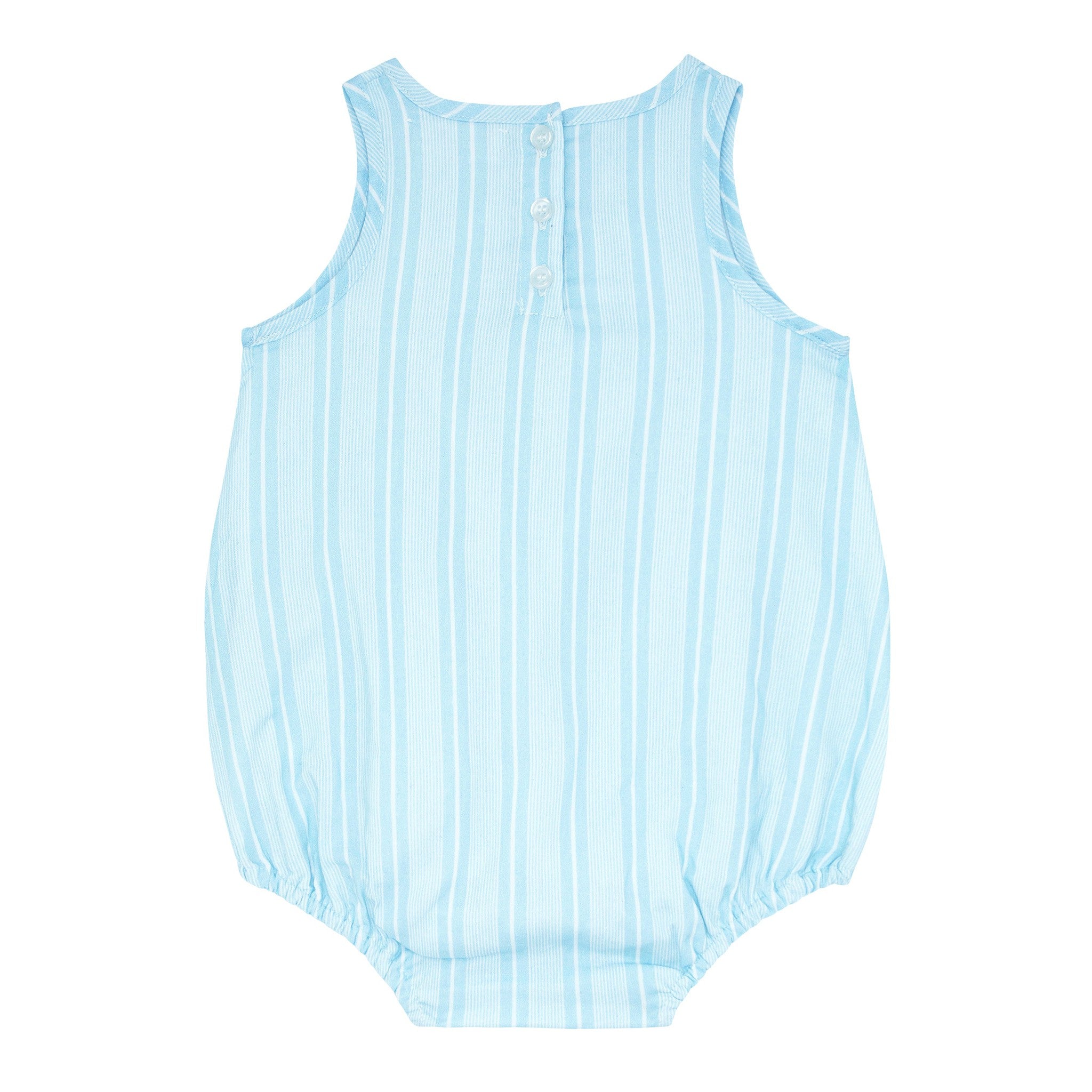 baby pacific blue stripe bubble romper