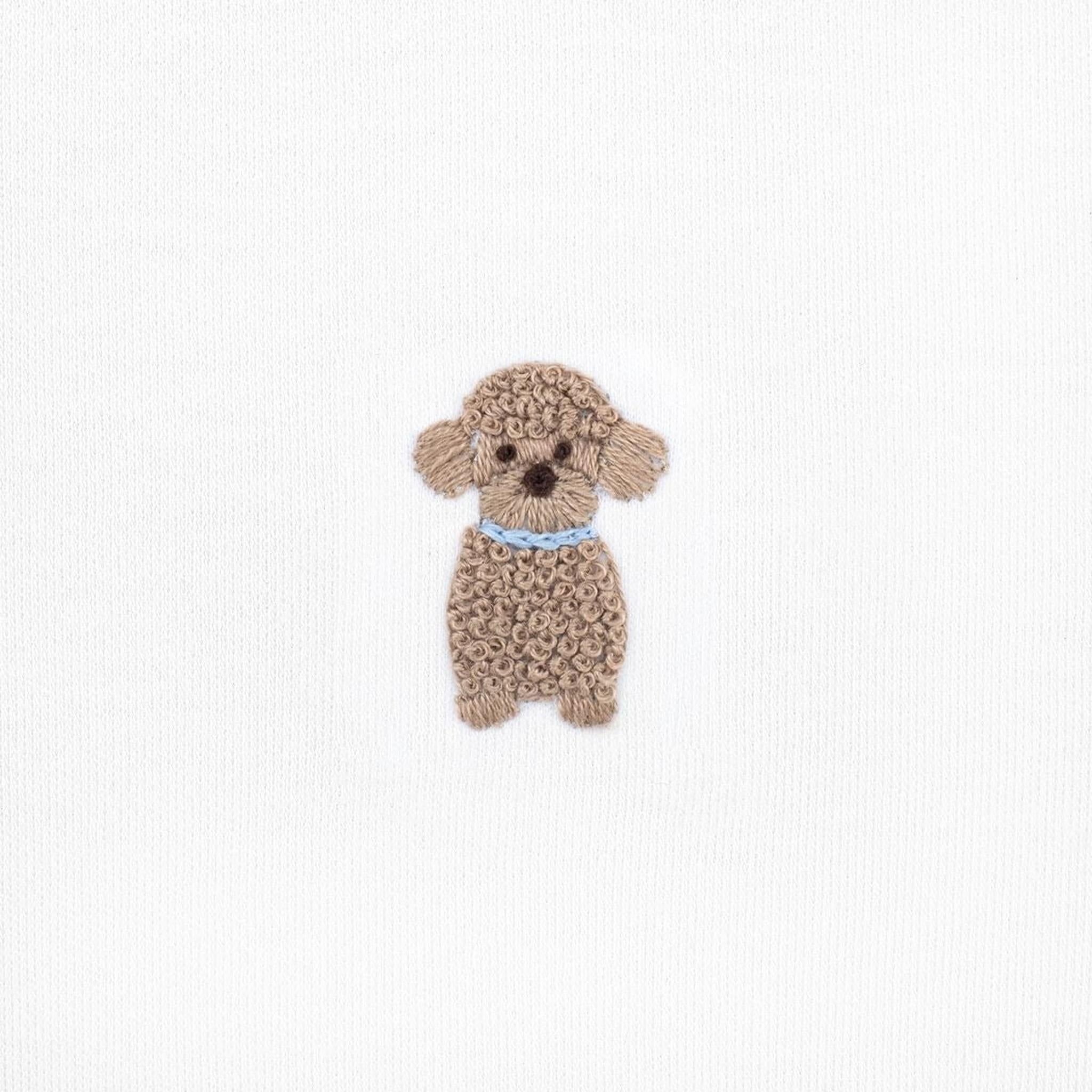 Loving Puppy Embroidered Pima Footie - Blue