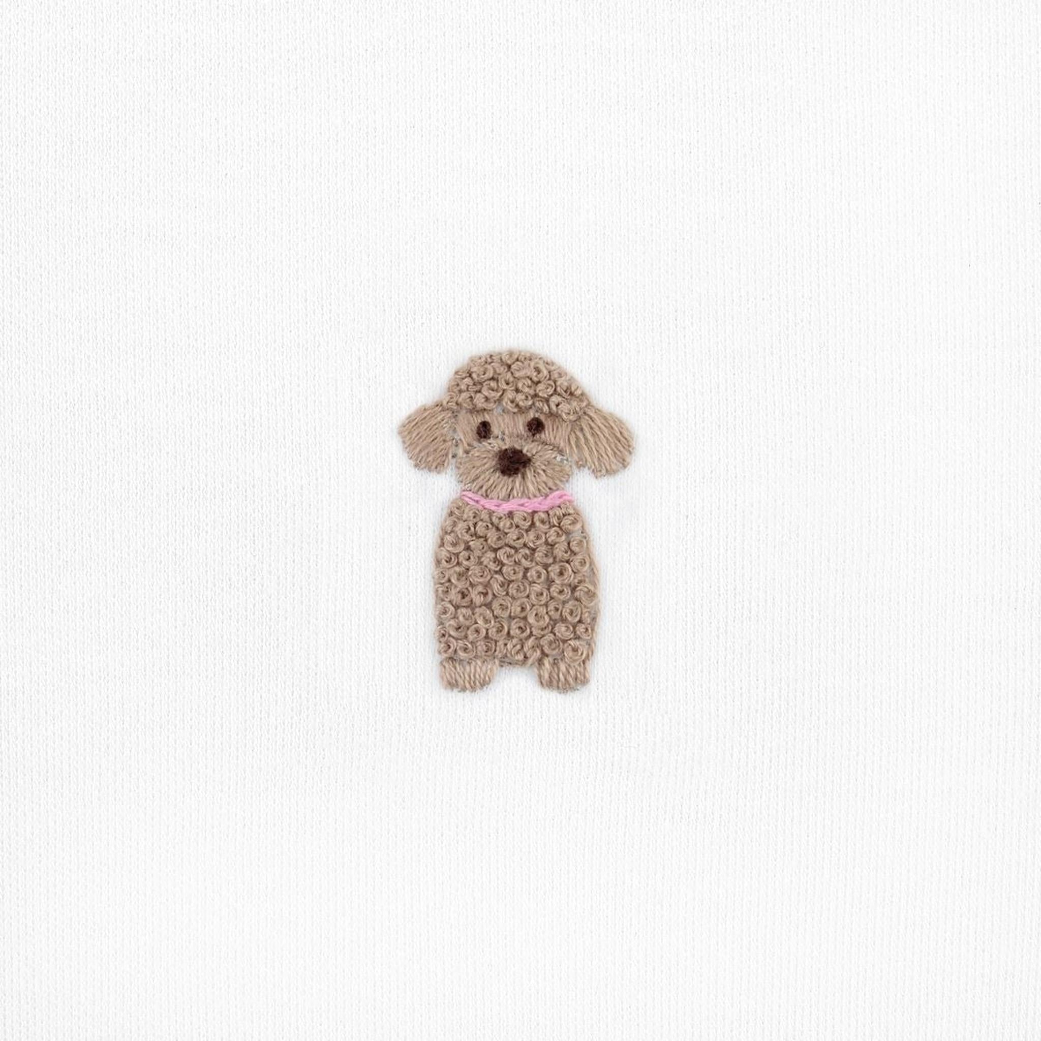 Loving Puppy Embroidered Pima Footie - Pink