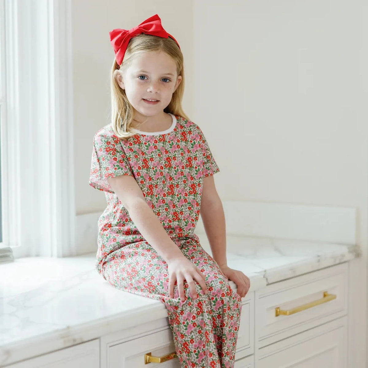 PRE ORDER Merrick Girls' Pant Set - Floral Noel