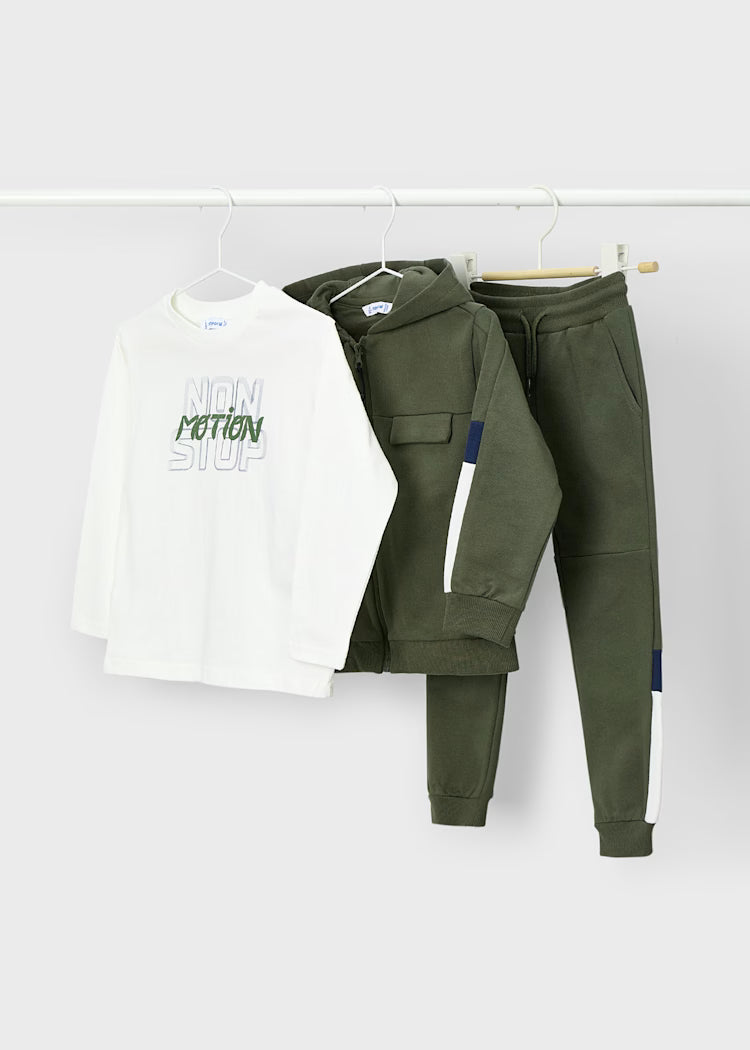 Boy 3-Piece Tracksuit Set - Olive