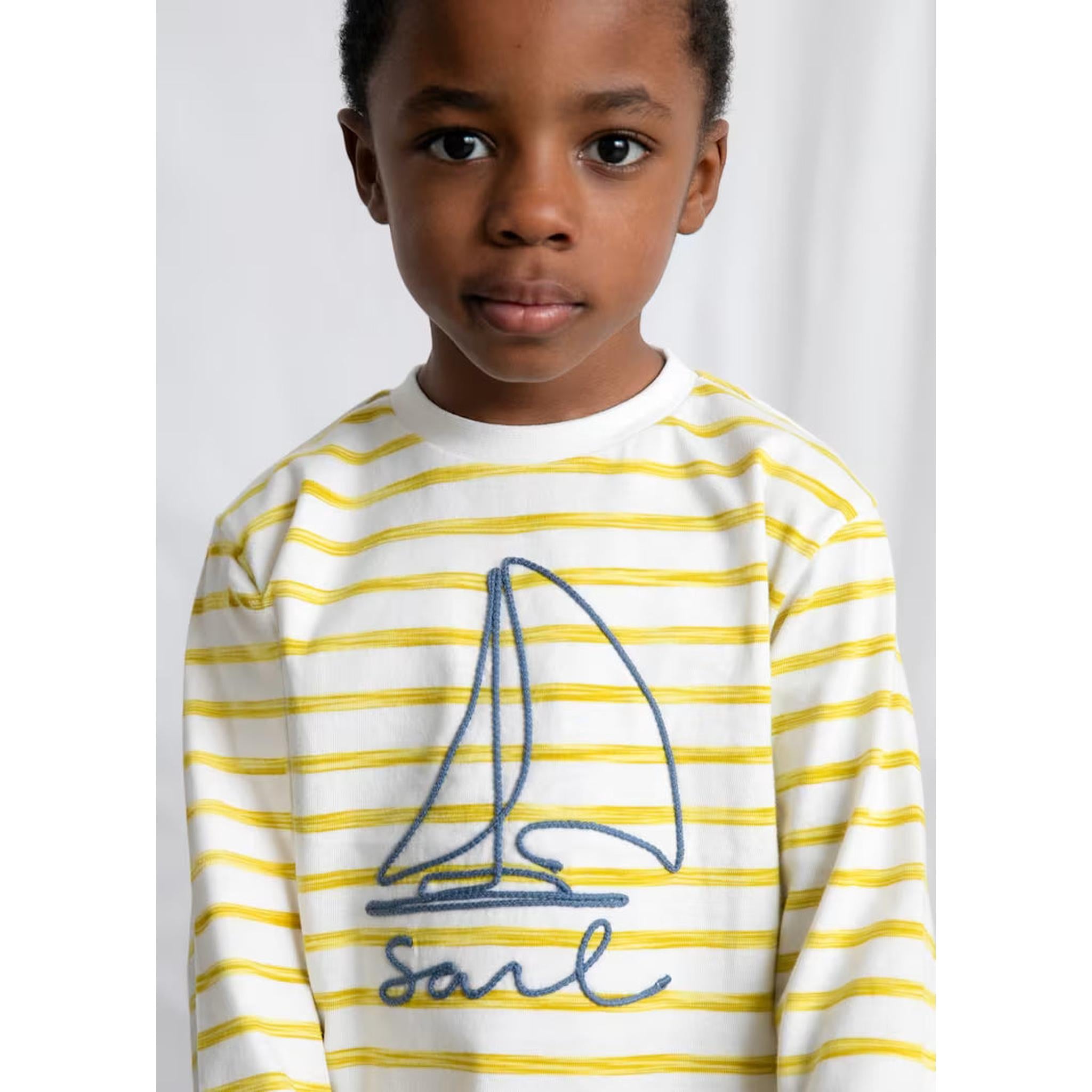 Boy Sailboat Graphic Printed T-shirt Set