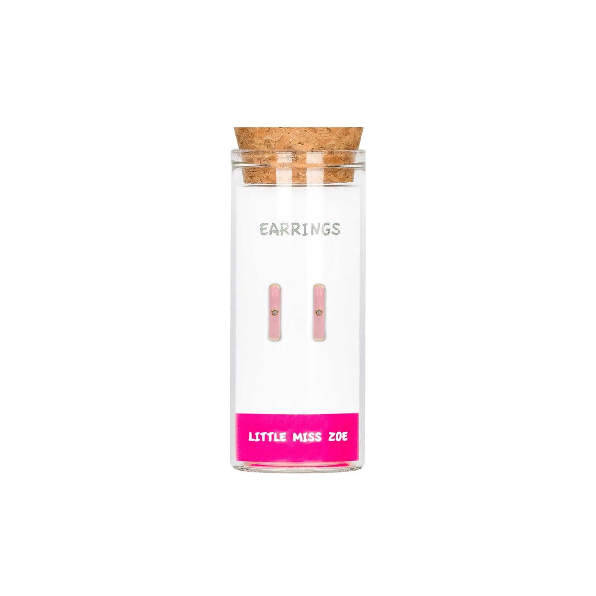 Sterling Silver Hoop Earrings in A Bottle - Pink