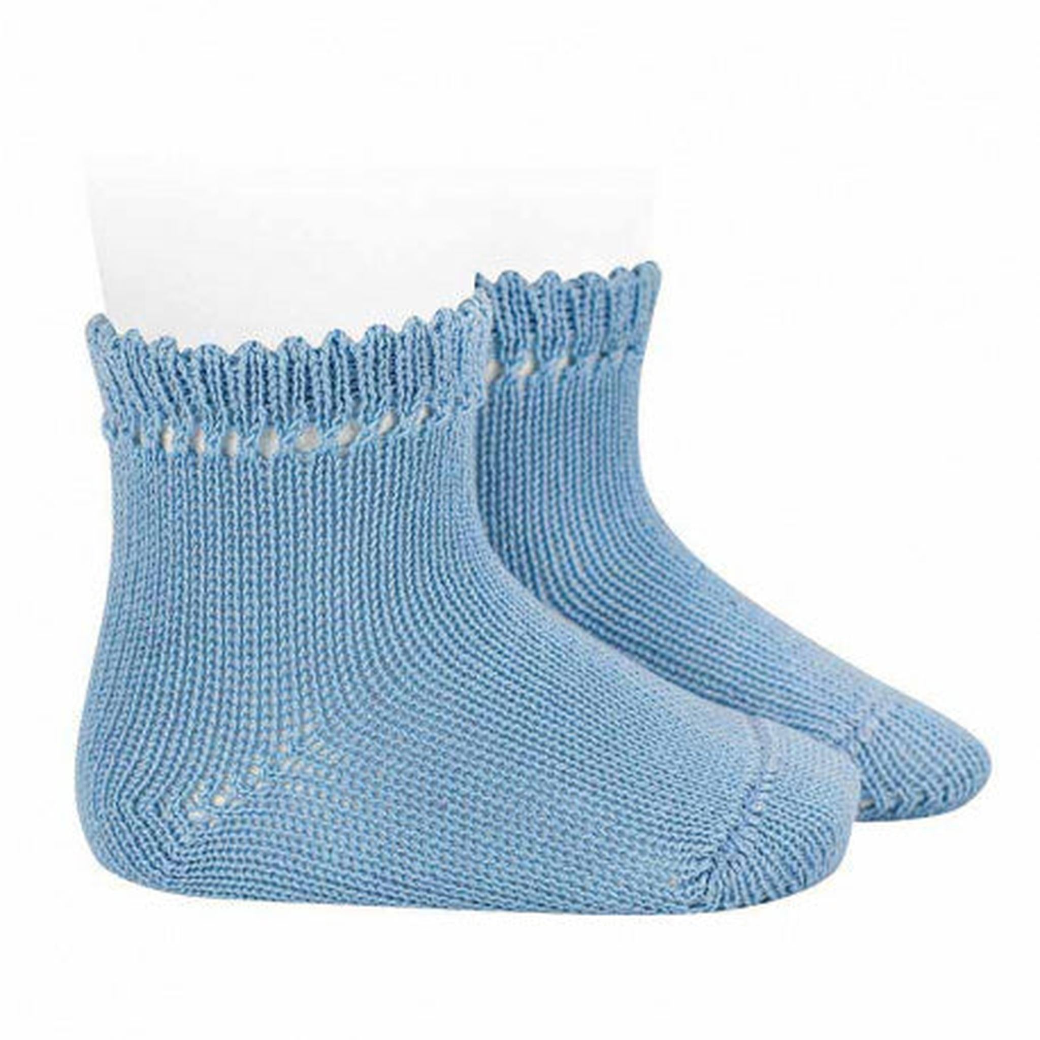 Condor Cotton Perle Anklet Short Socks with Openwork Cuff