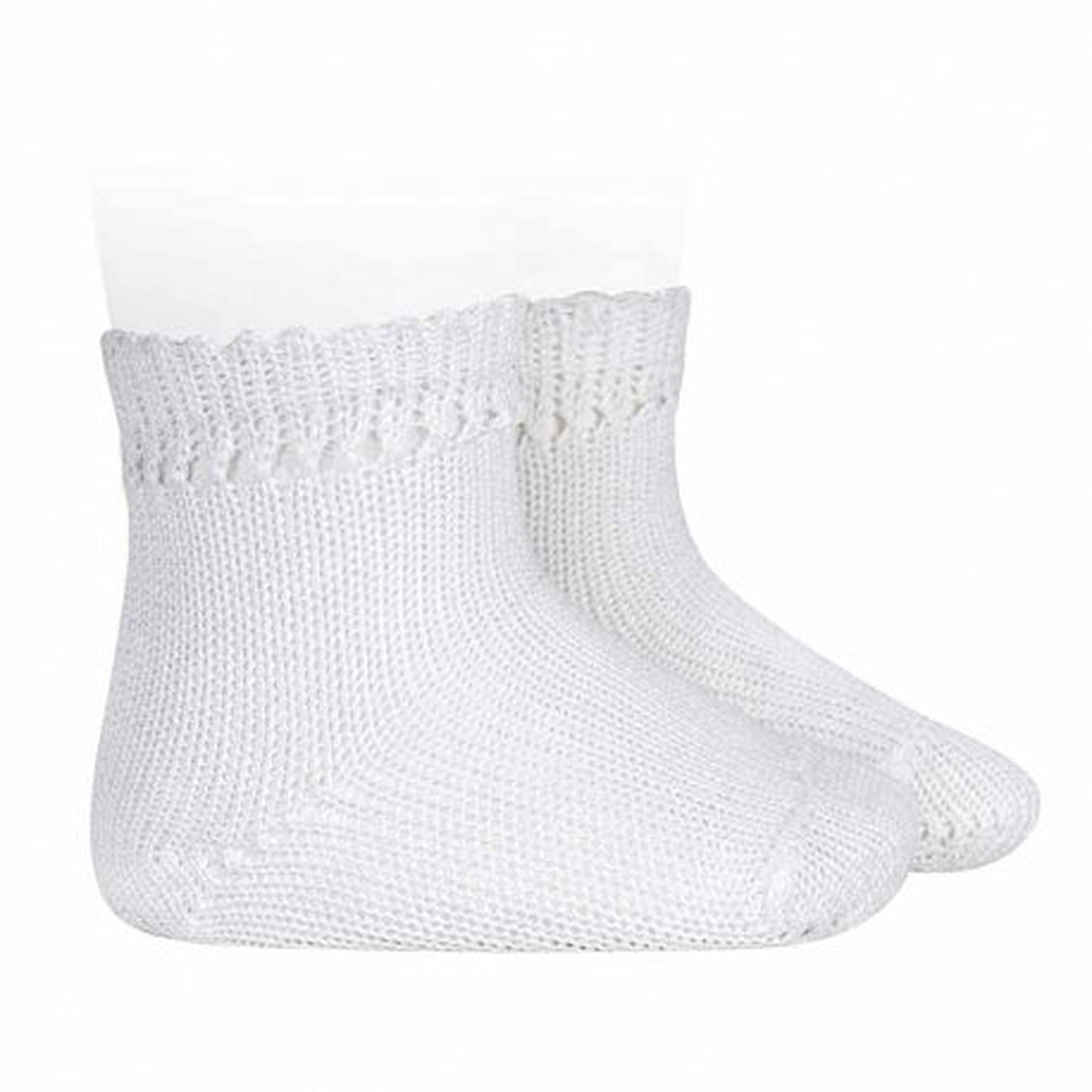 Condor Cotton Perle Anklet Short Socks with Openwork Cuff