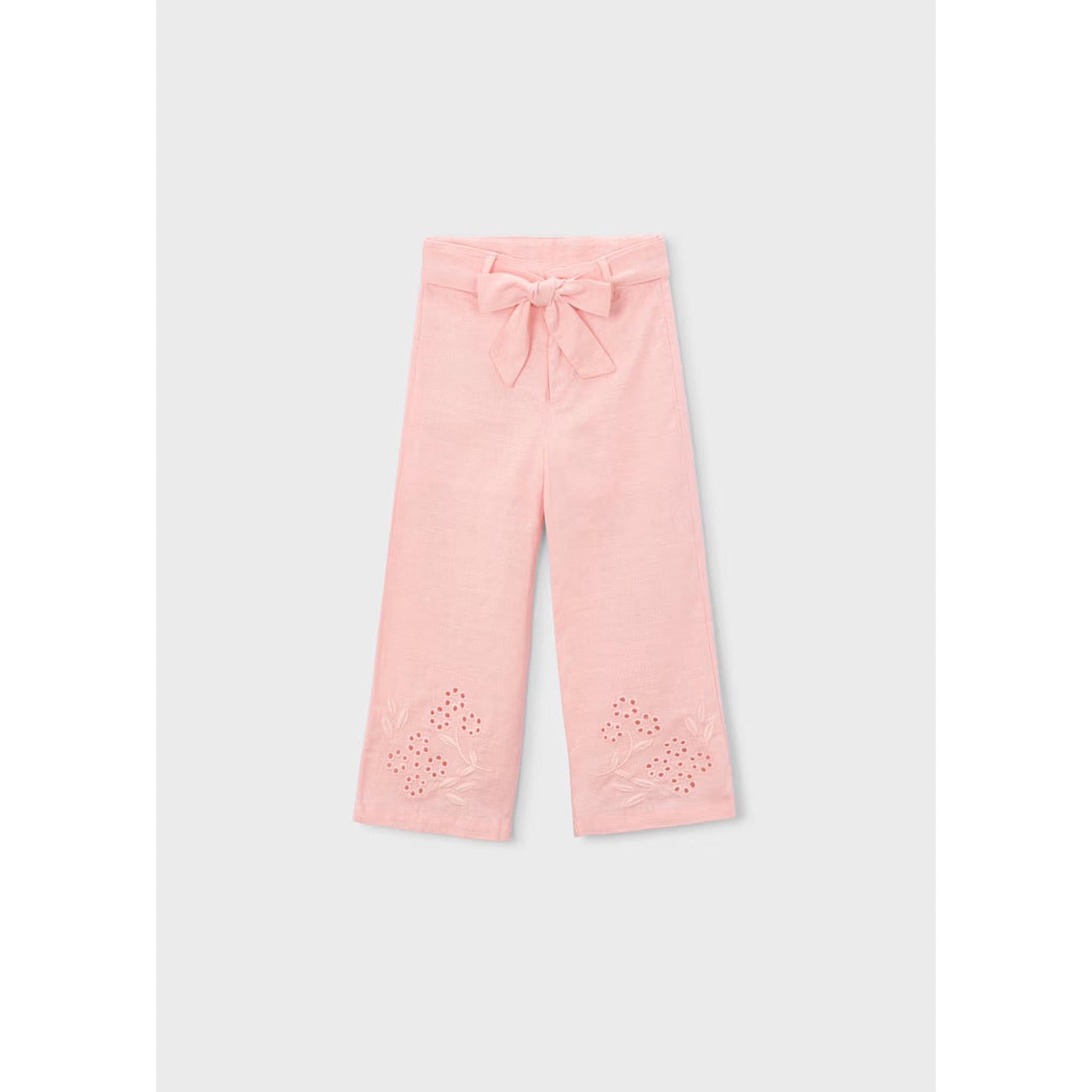 Girl Embroidered Linen Pants Set