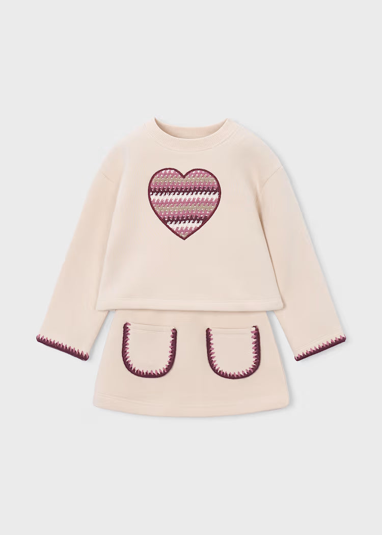 Girl Heart Sweatshirt and Skirt Set