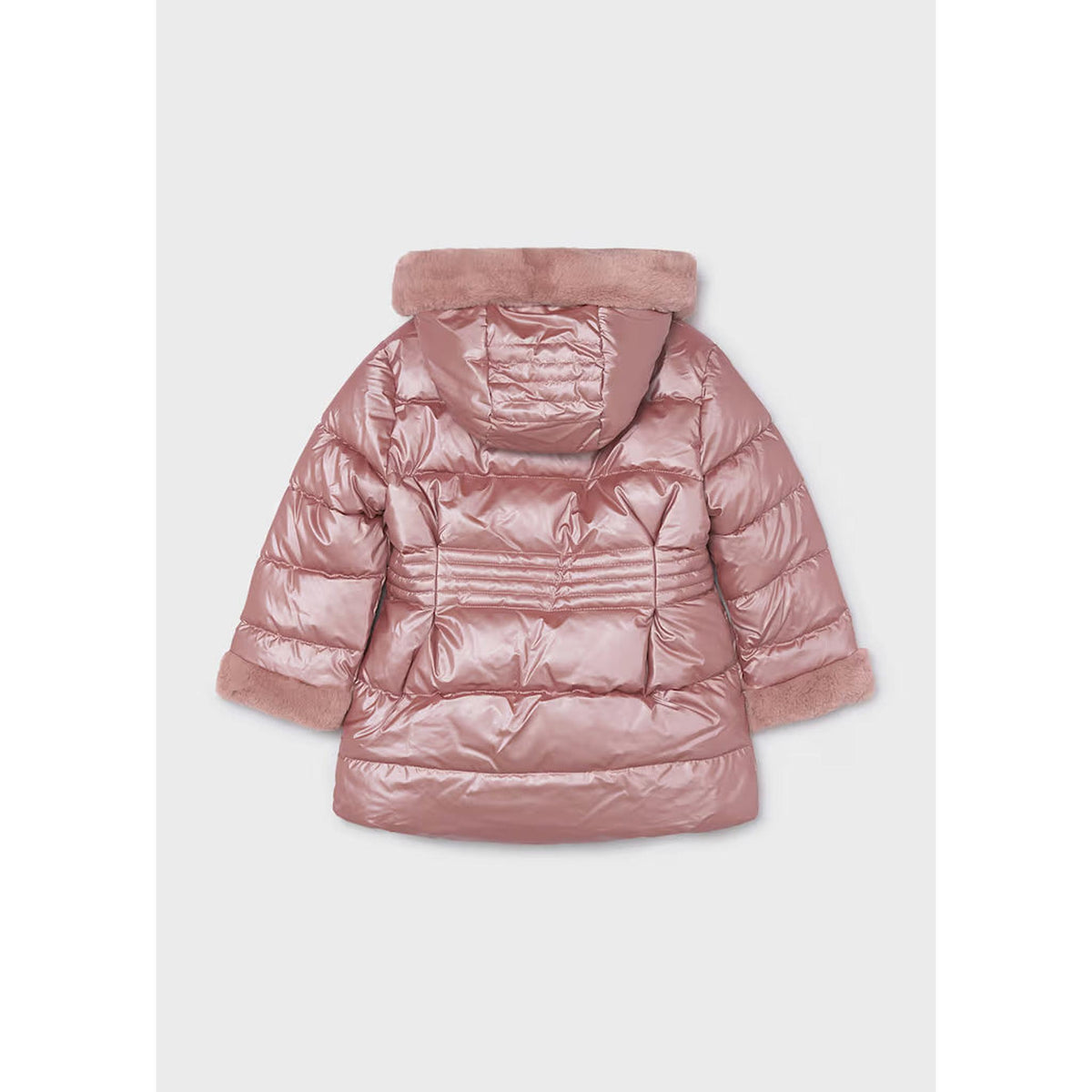 Girl Metallic Faux Fur Puffer Jacket