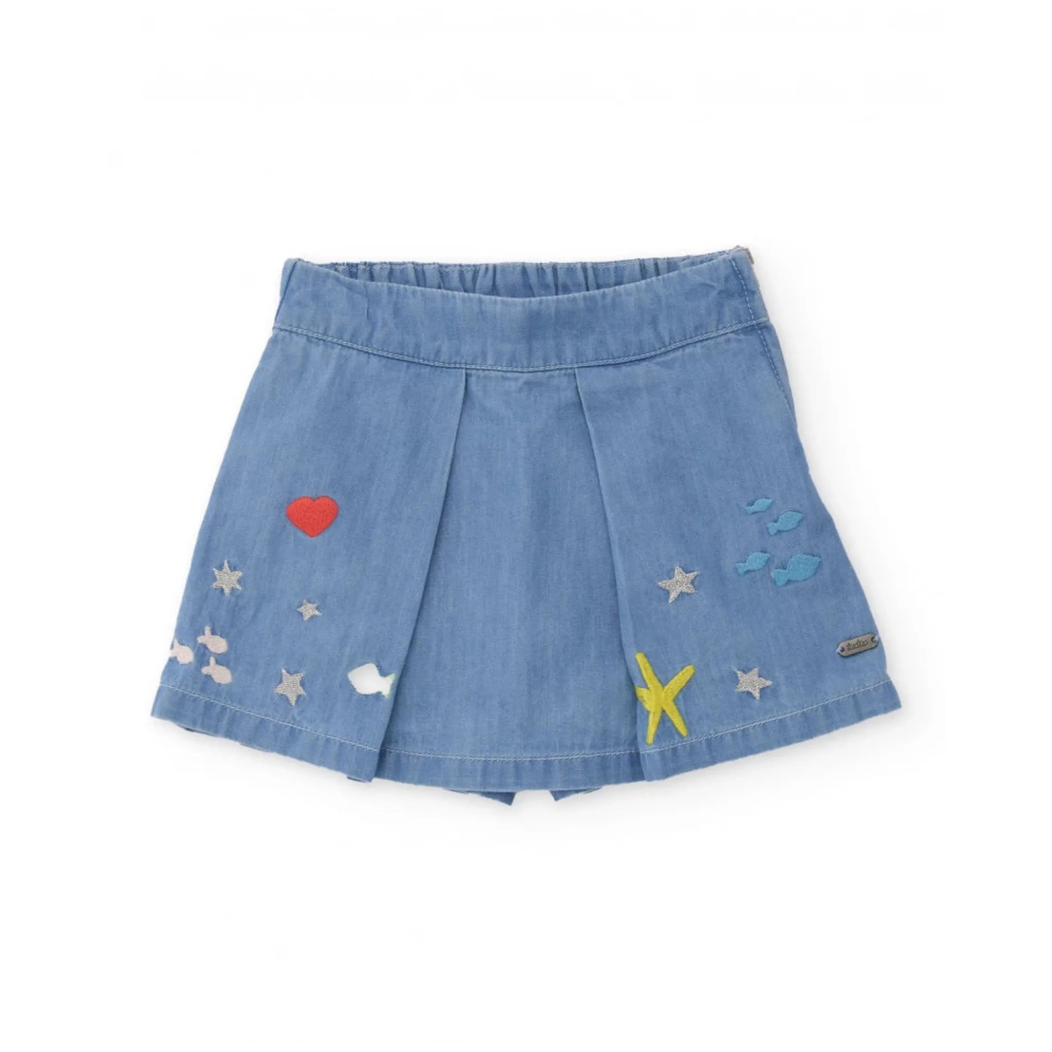 Girls’ knit T-shirt with fish on the front short set