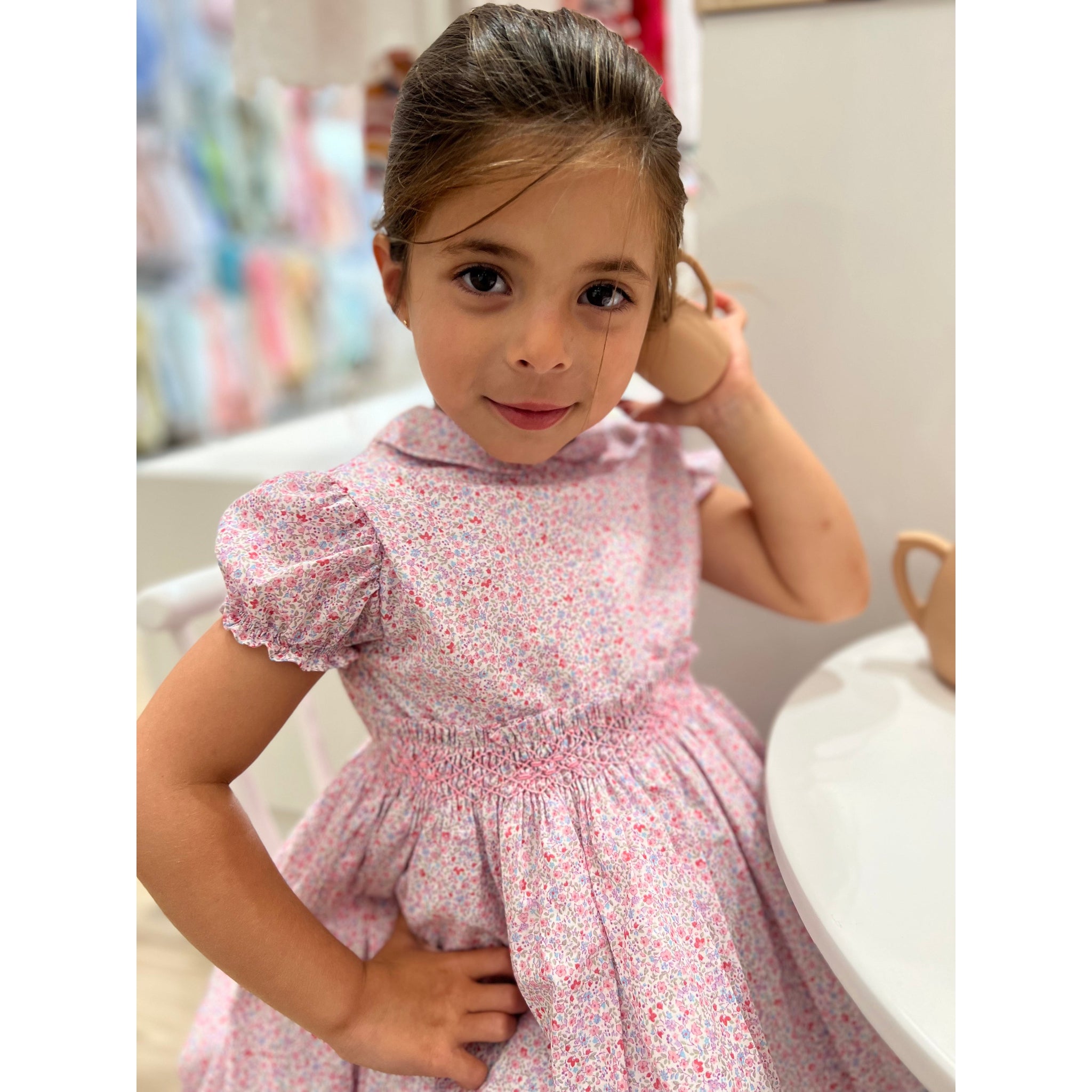 Florecitas Rosa Smocked Dress