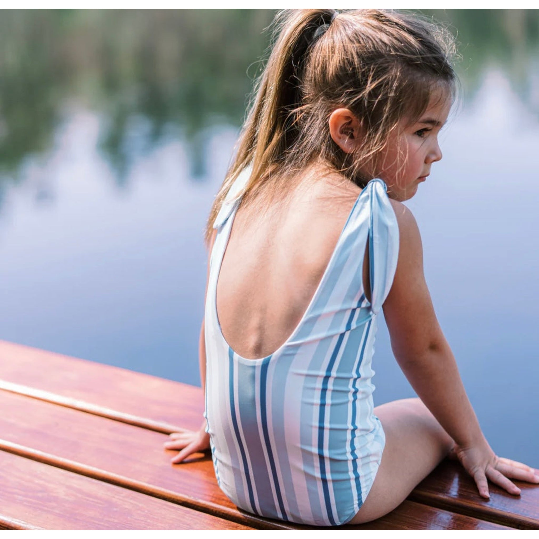 girls freshwater stripe tie-knot one piece