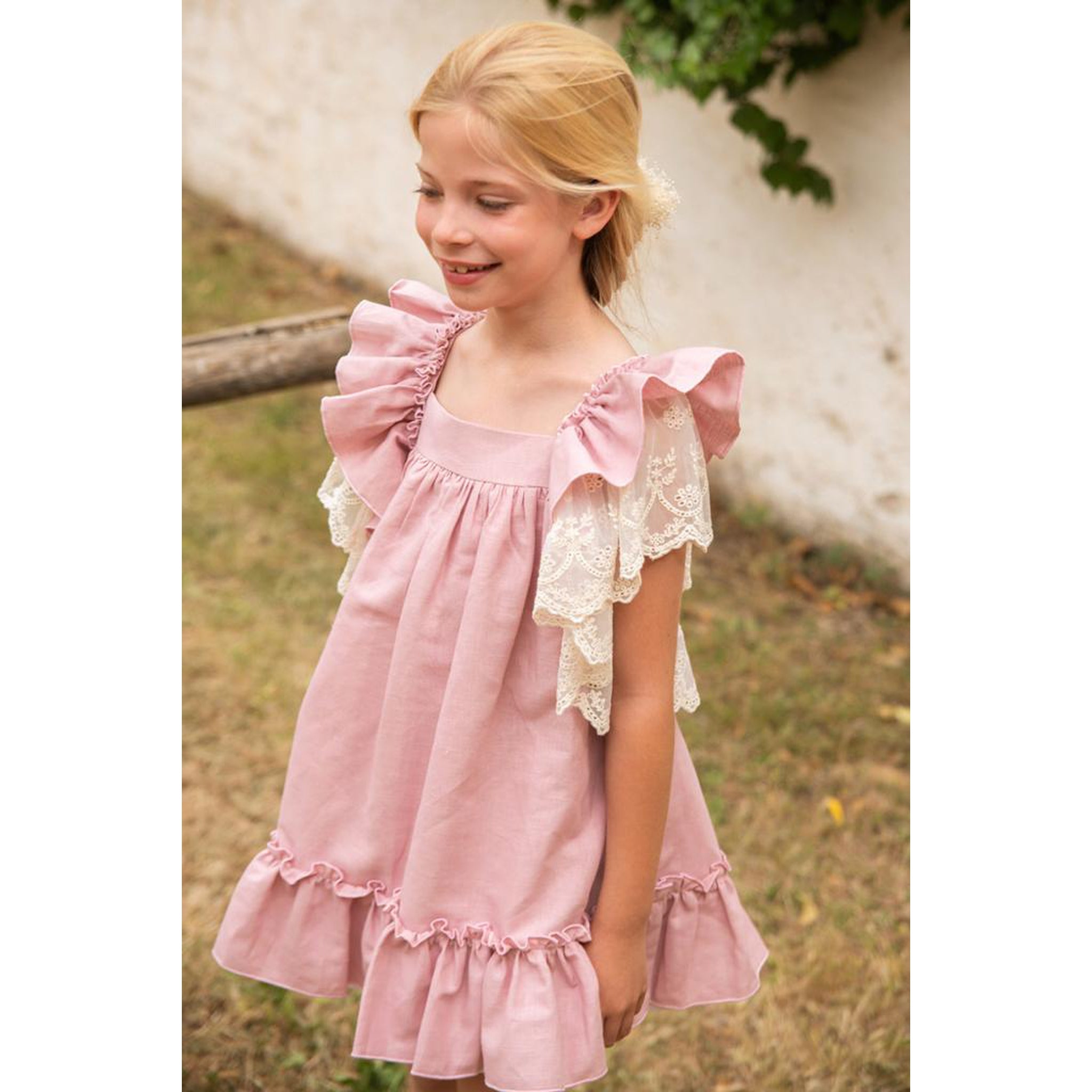 Manuela Linen Lace Dress